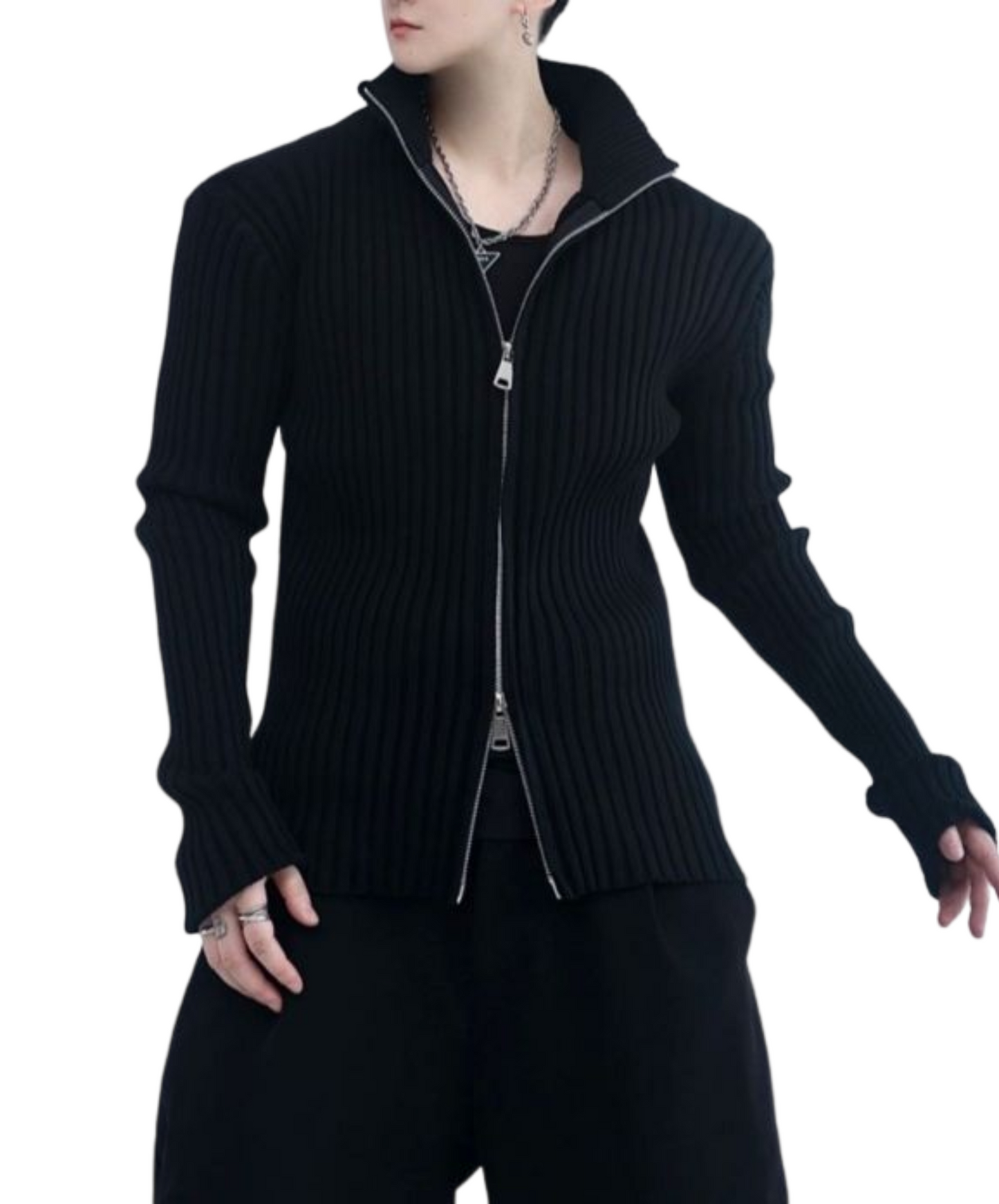 【style57】dark mode outfit set EN1854（jacket + sweater + pants set）