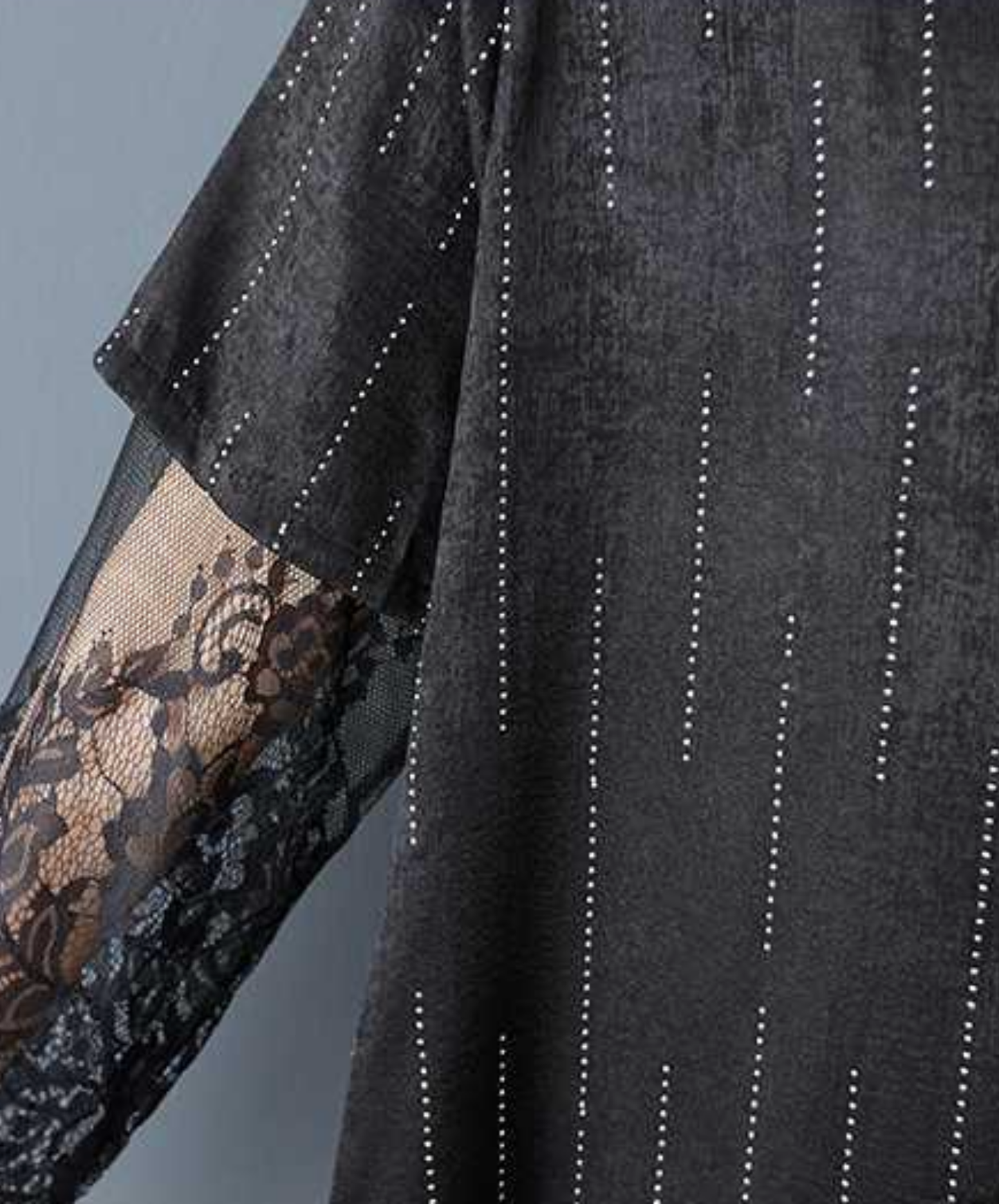 diamond stripe stitch lace long shirt EN2837