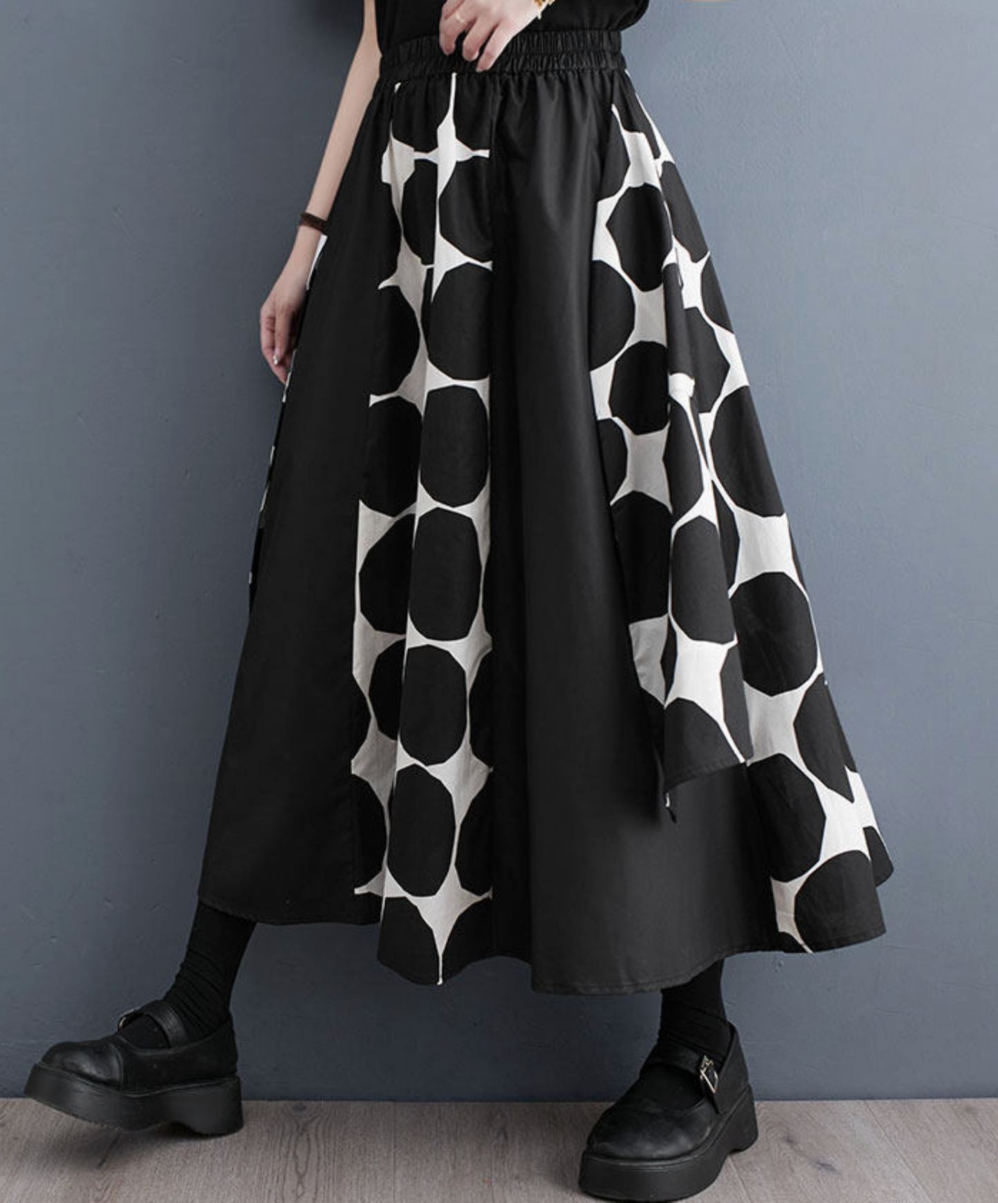 large polka dot monochrome wide pants EN2771
