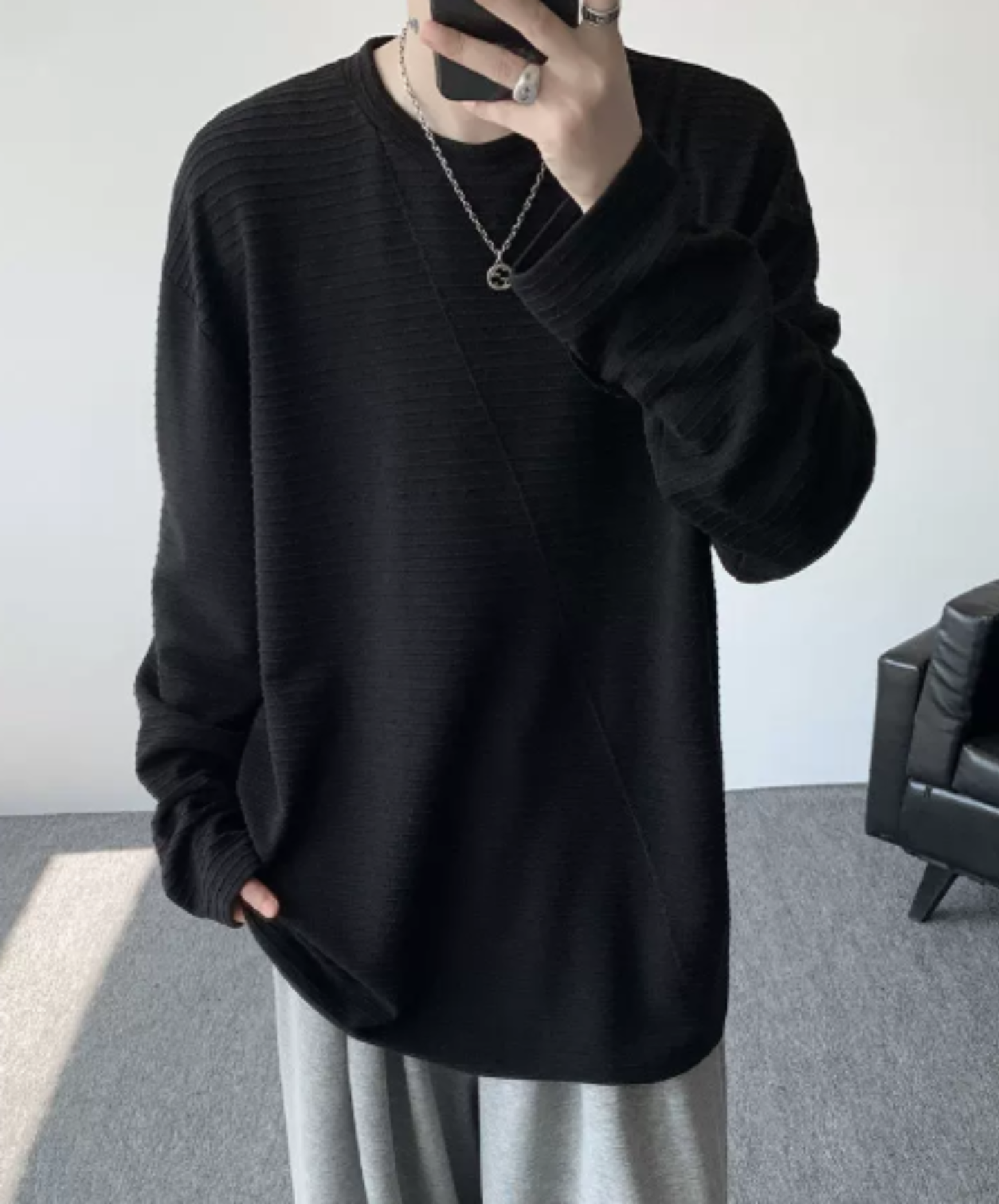 brushed finish with border t-shirt EN3126