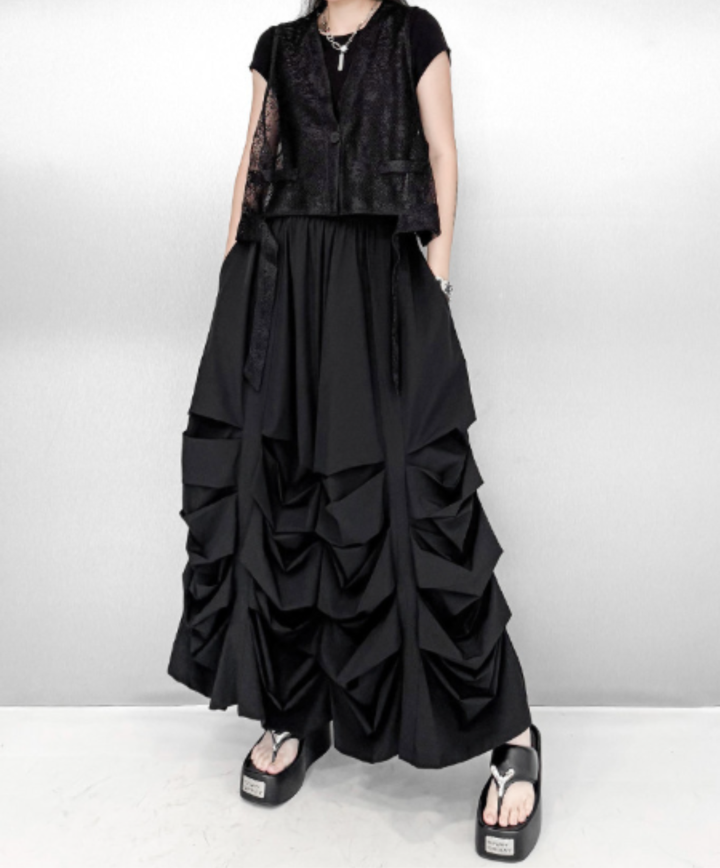 dark voluminous drape skirt EN3019