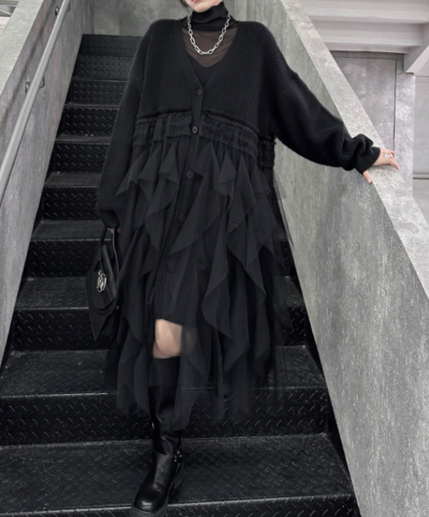 layered ruffle tulle cardigan EN2448