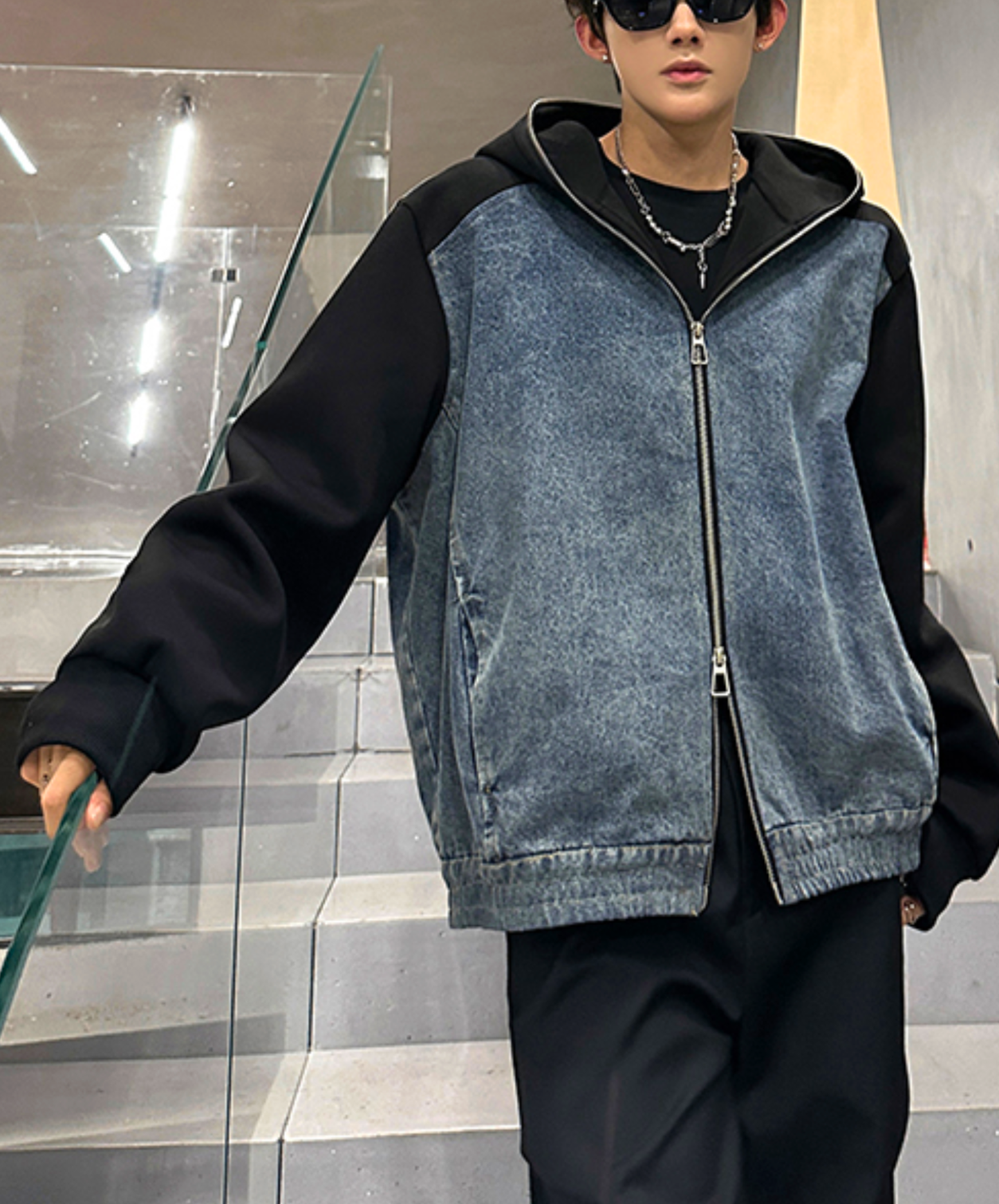 【style83】dark mode outfit set EN2584（jacket + hoodie + pants set）