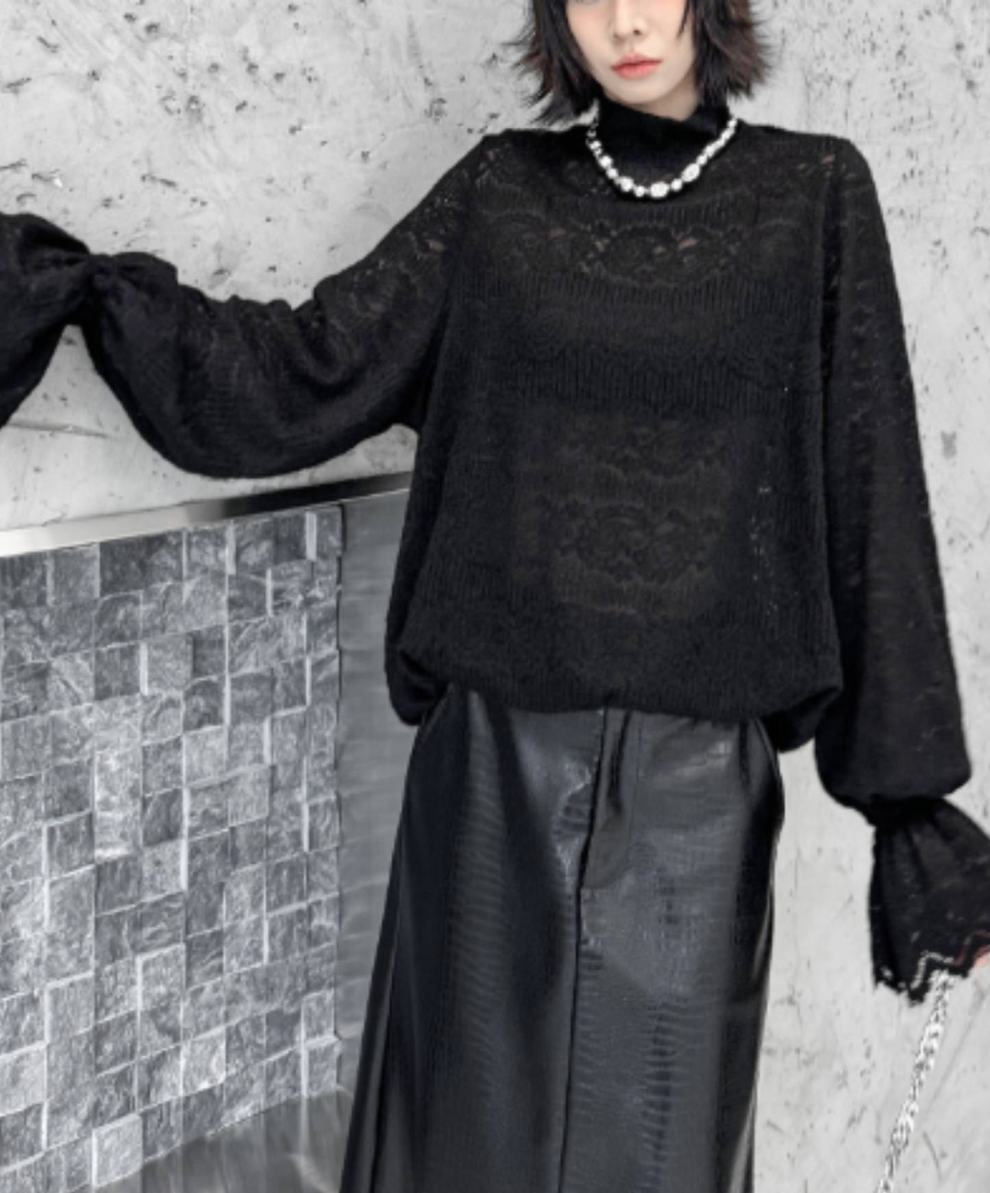 french retro style with lace sleeves t-shirt EN3130