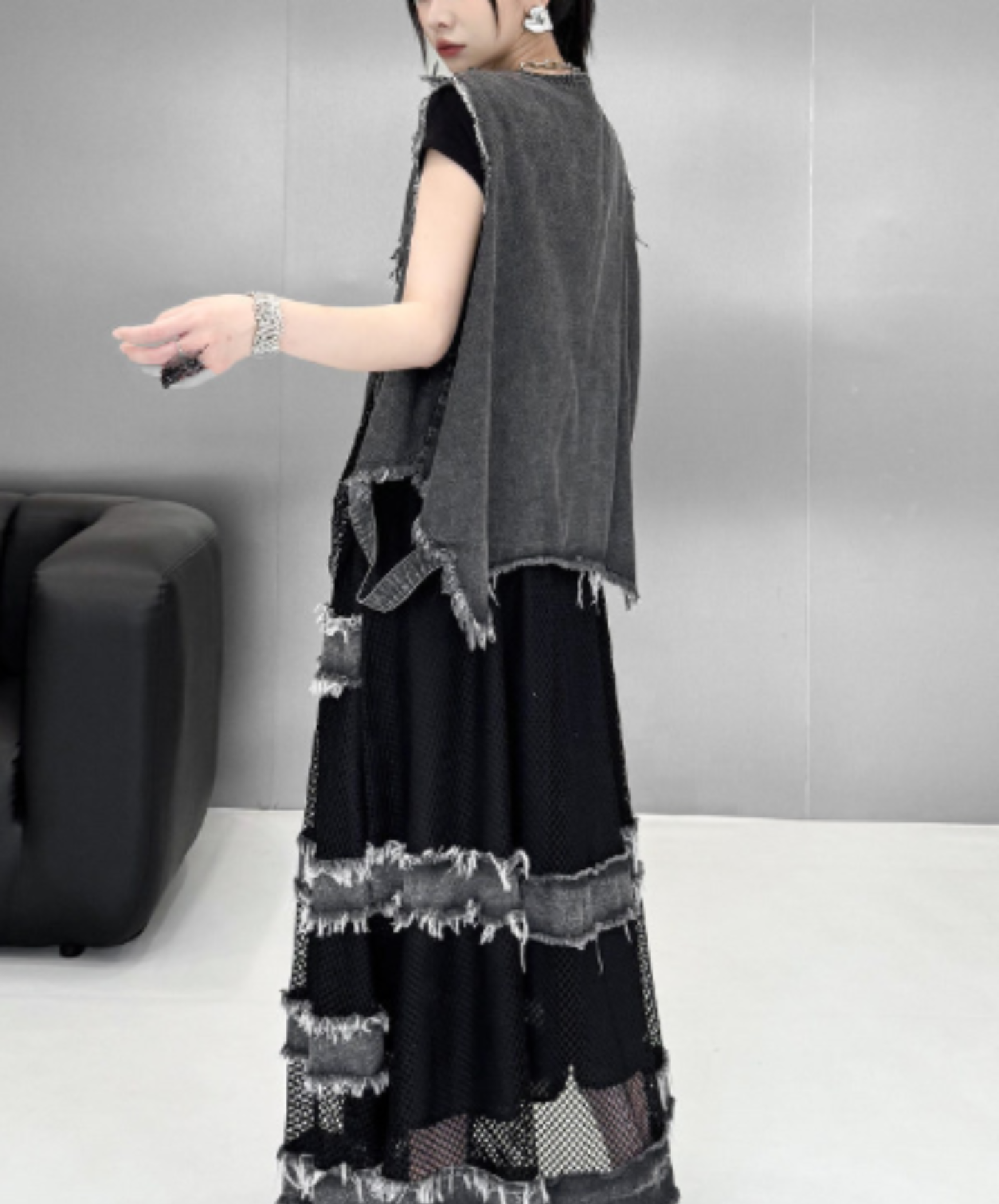 european-style mesh patchwork vest  EN2998