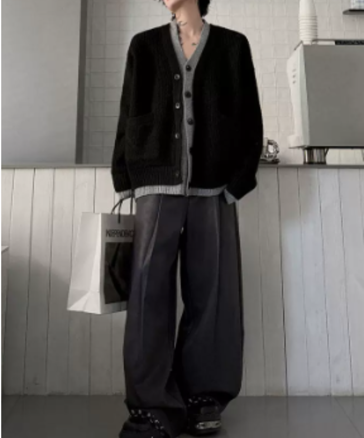 layered-look loose silhouette cardigan EN3254