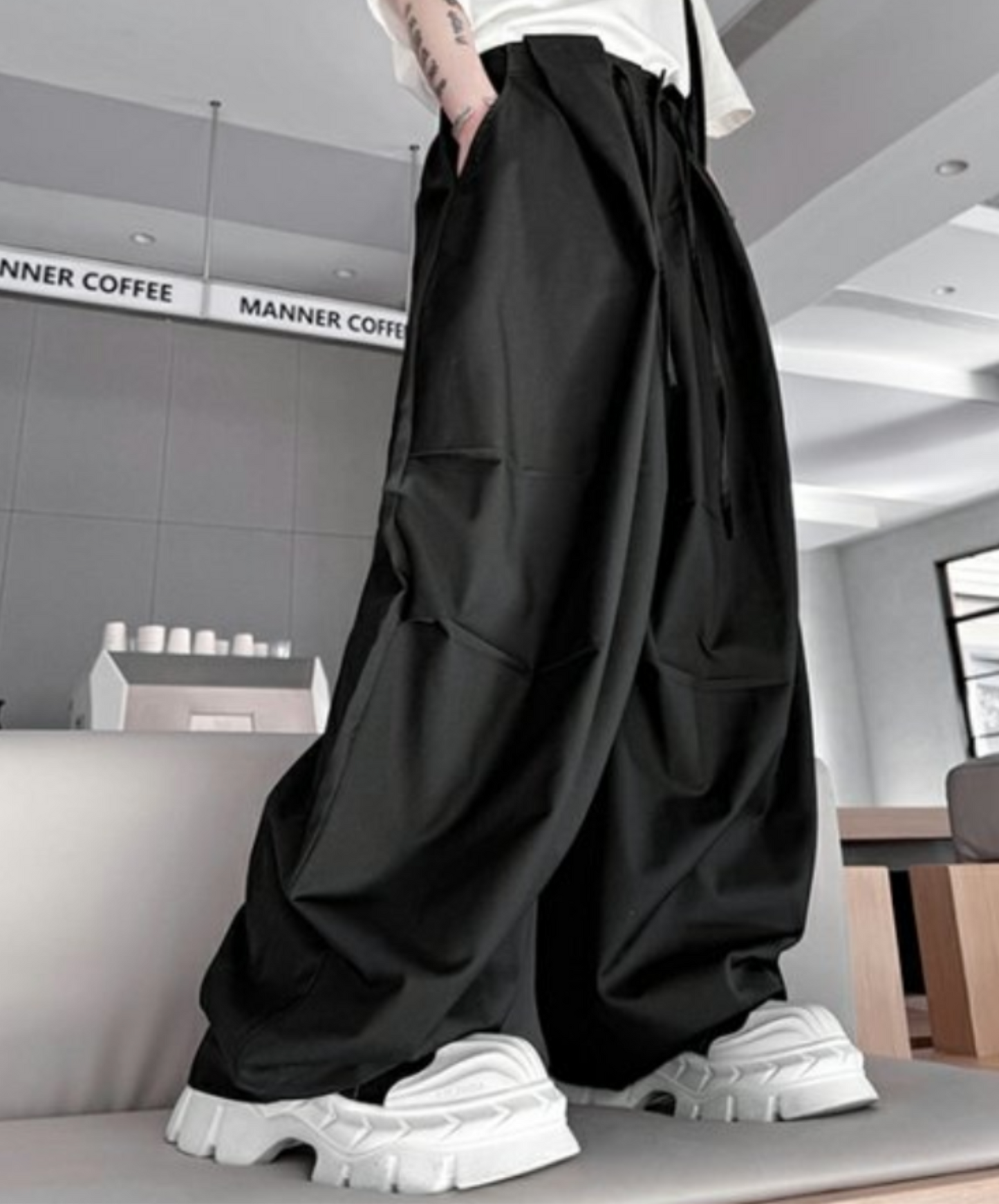 casual drape parachute wide pants EN2092