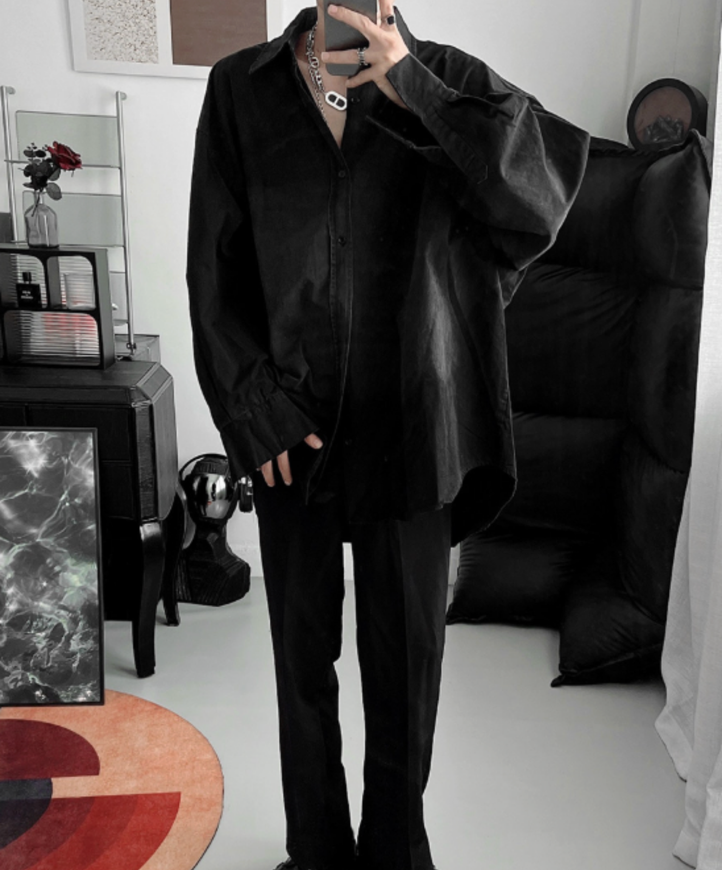 dark faded, distressed design shirt EN2765