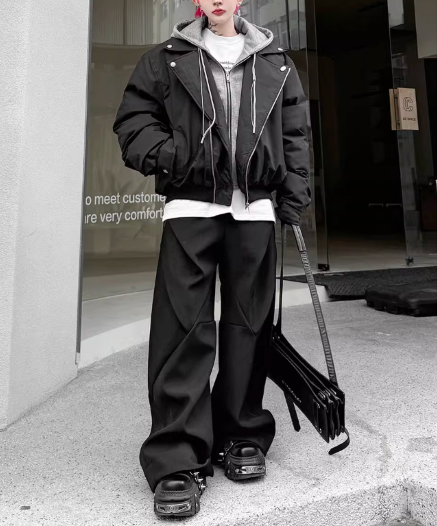 faux two-piece hoodie jacket EN2607