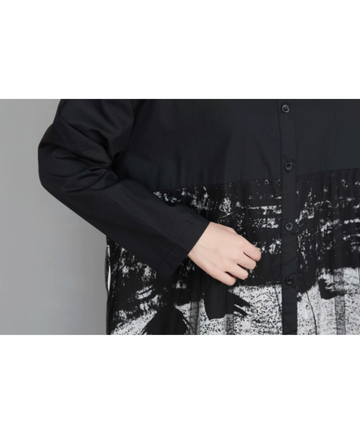 dynamic sheer switching flare long shirt EN3187