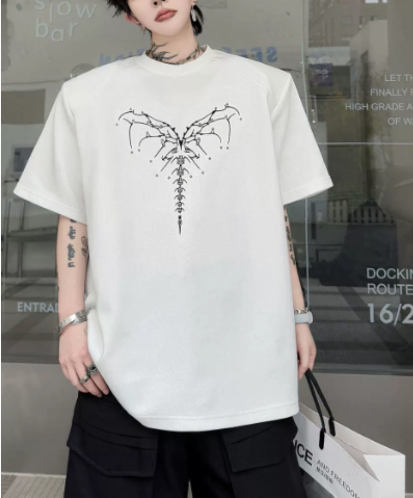 dark heart bead embroidery t-shirt EN2875