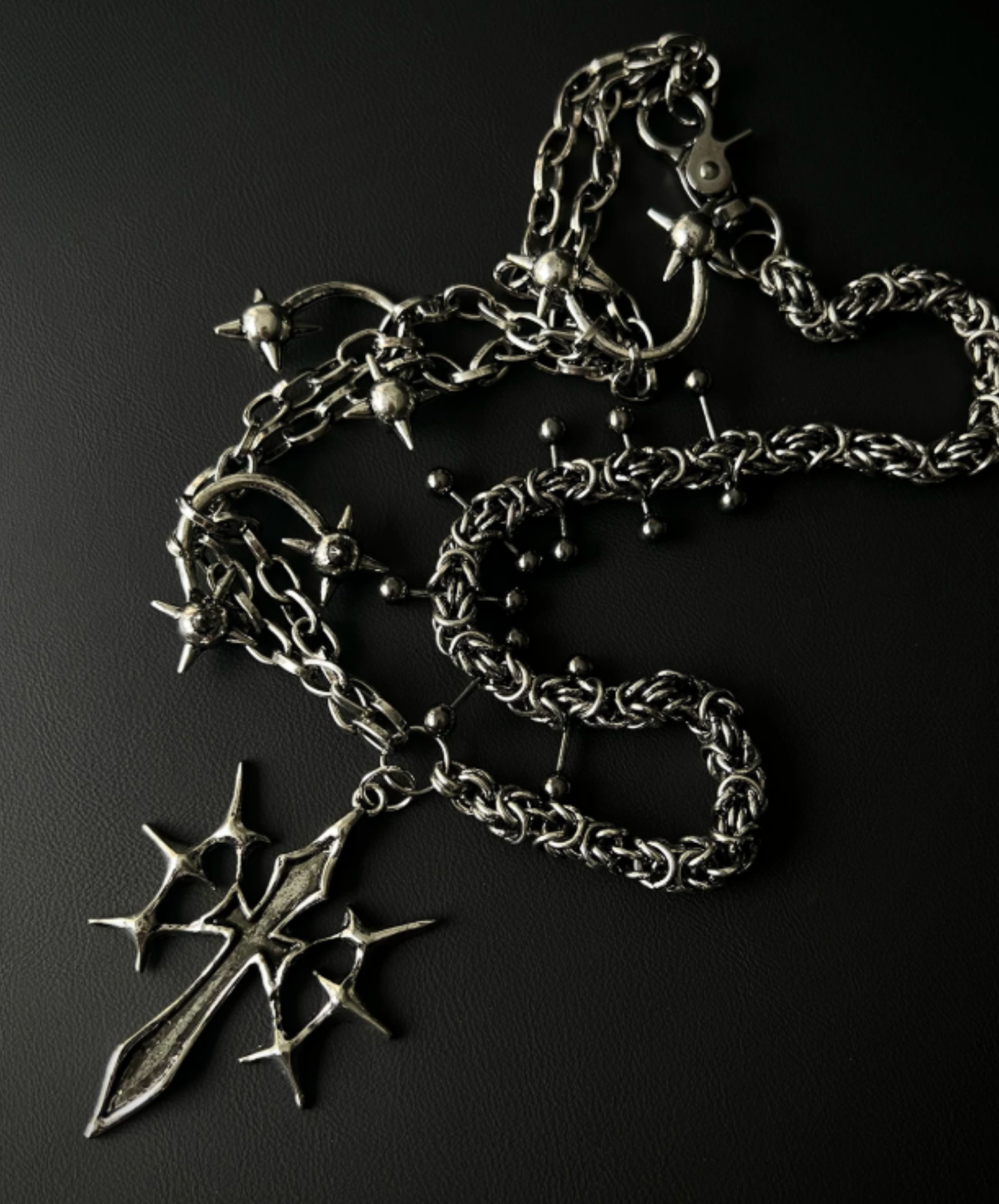 punk gothic cross barbell necklace EN2851