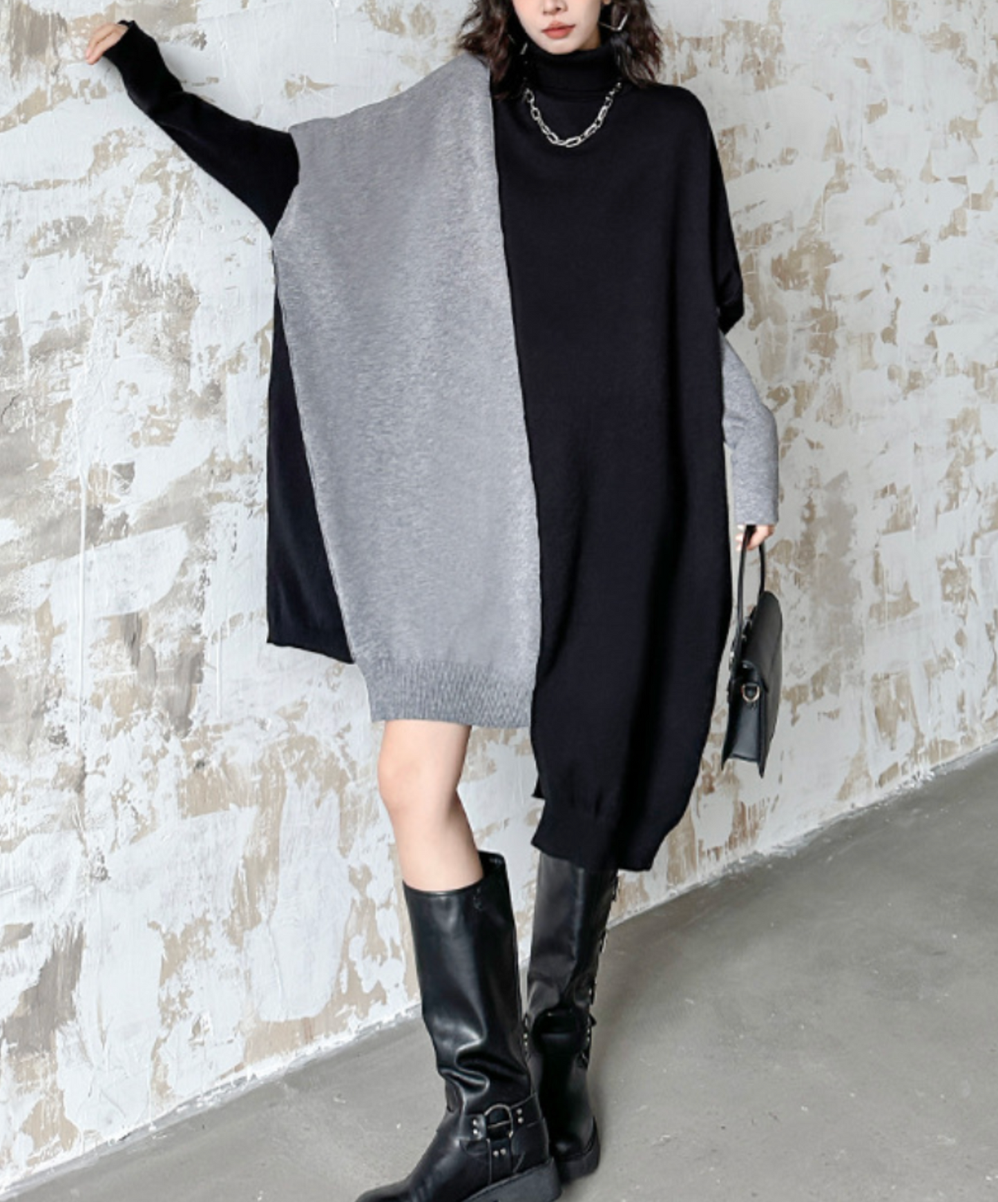 asymmetric two-tone sweatshirt EN2585