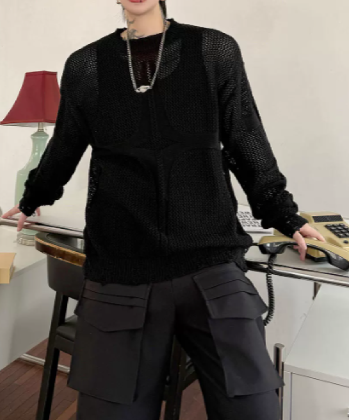 open-knit pattern with distressed finish sweater EN3206