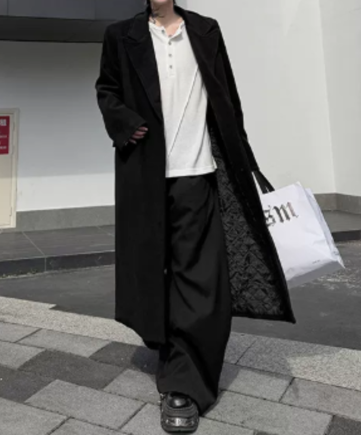 peak lapels long chesterfield coat EN3231