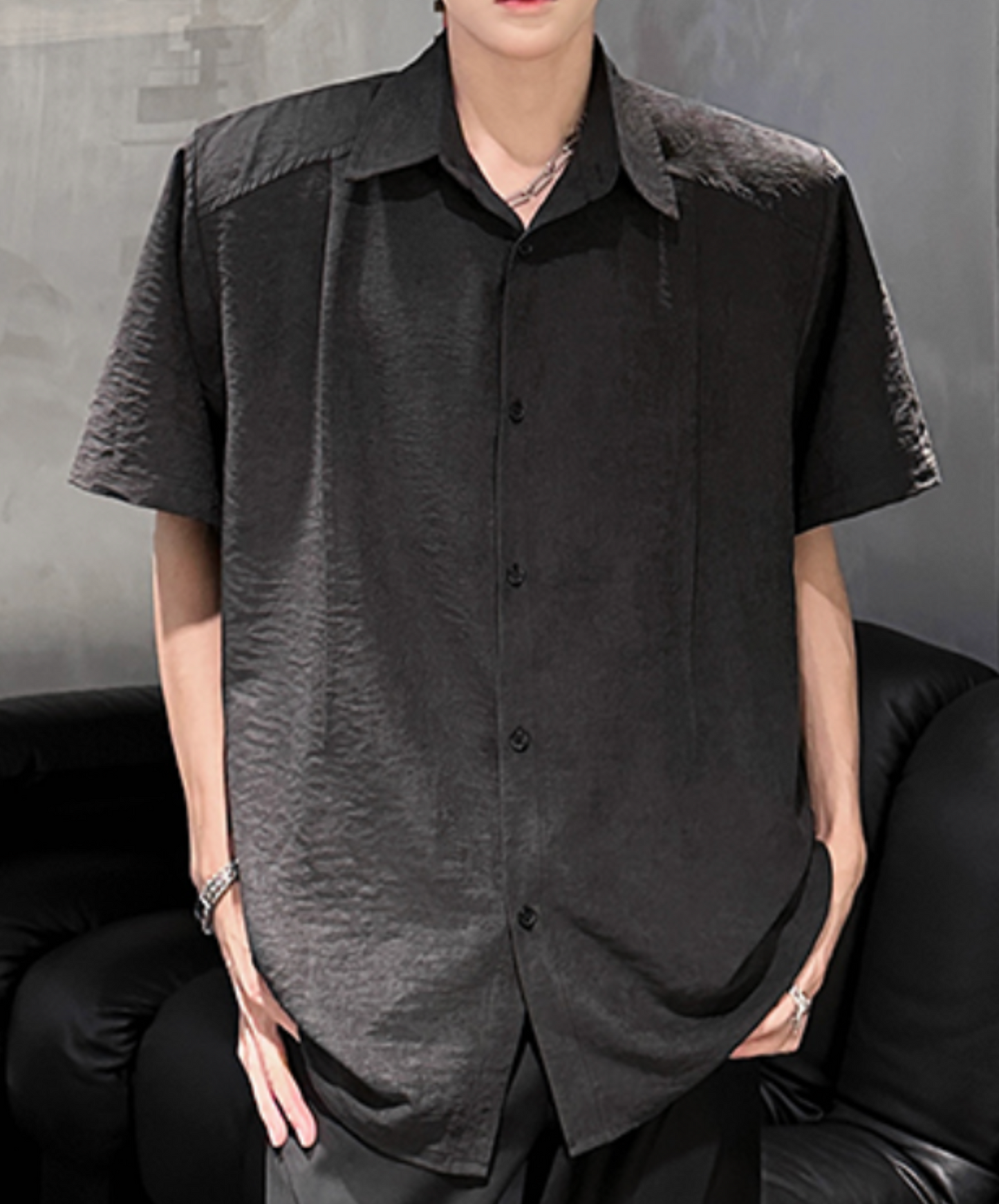 dark tucked drape lightweight shirt EN2089