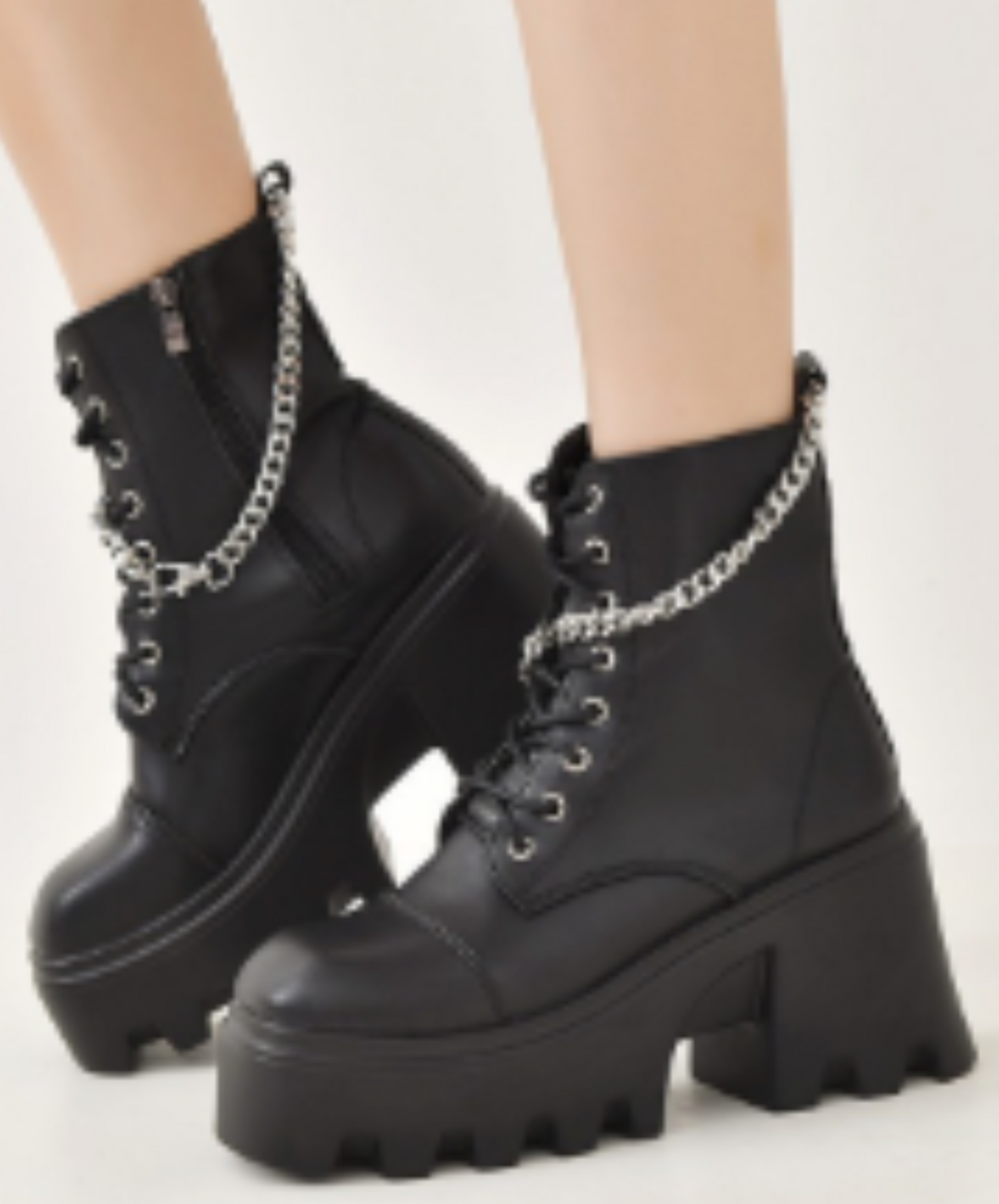 wrap around chain zip up boots EN2002