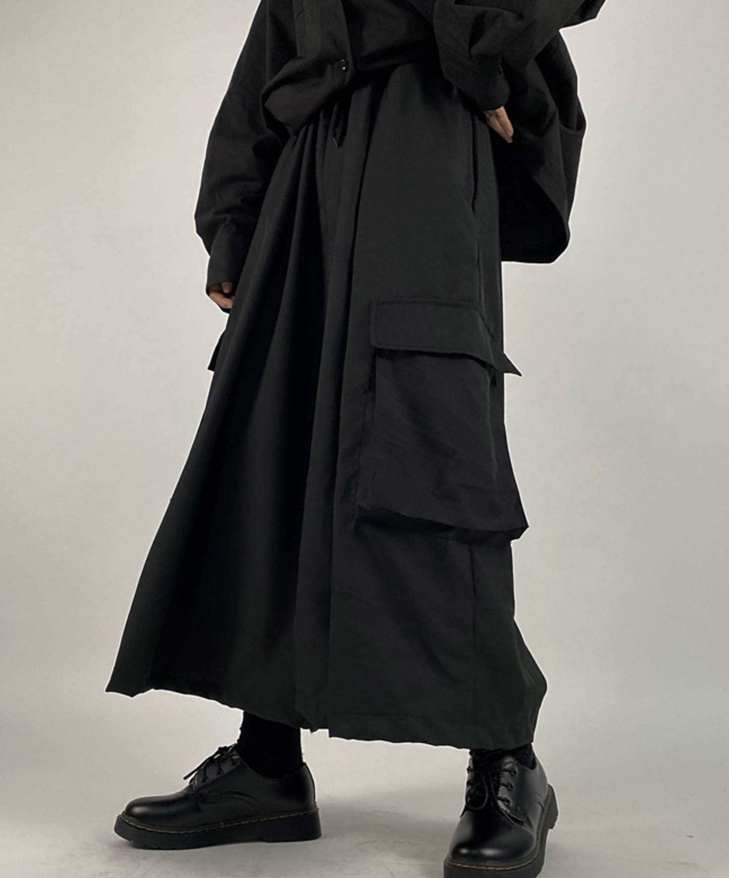 dark loose big pocket wide pants EN2394