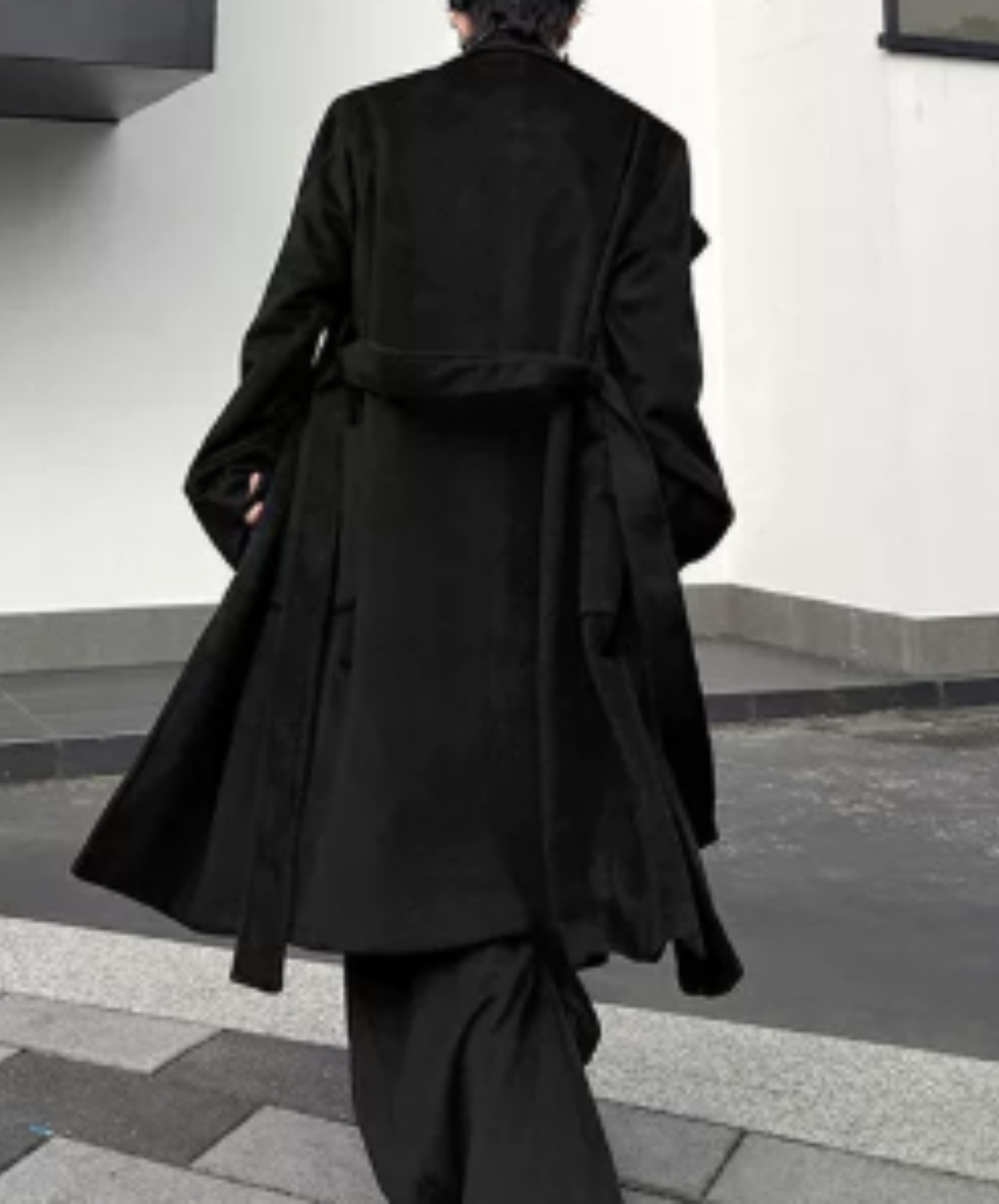high-neck double-breasted long coat EN3230