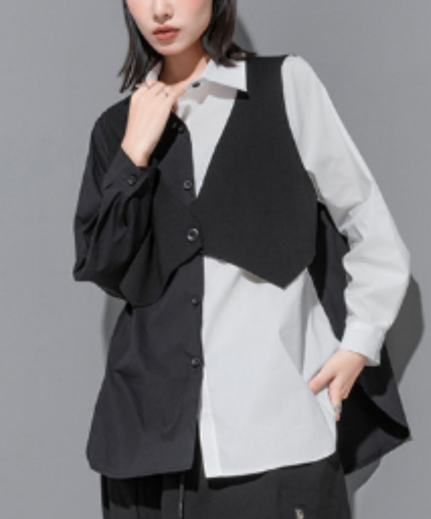 Includes a faux-layered vest shirt EN3118