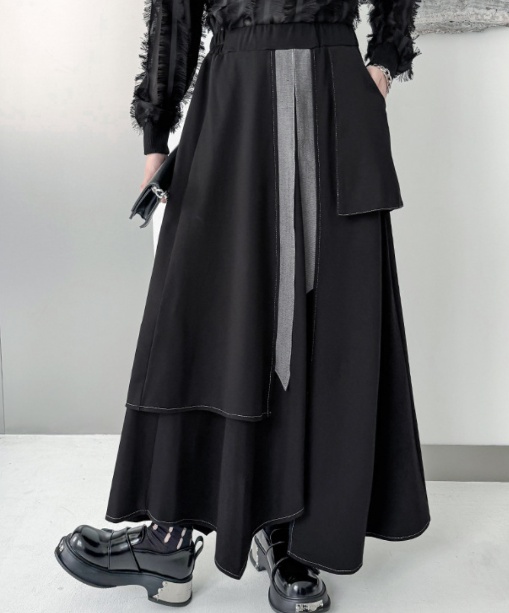 layered style A-line wide pants EN1648 – ELNERO