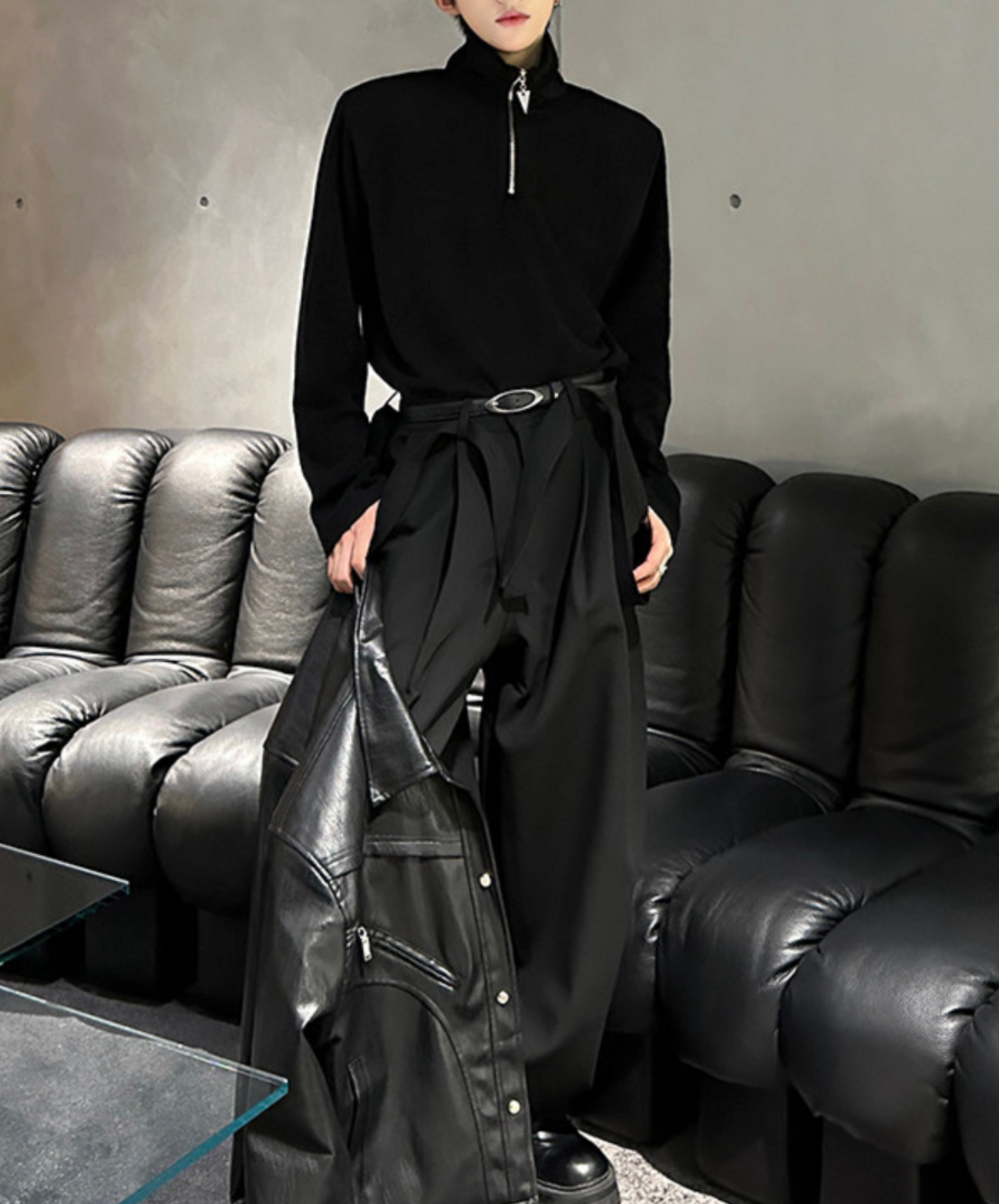 dark half-zip neck sweatshirts EN2637