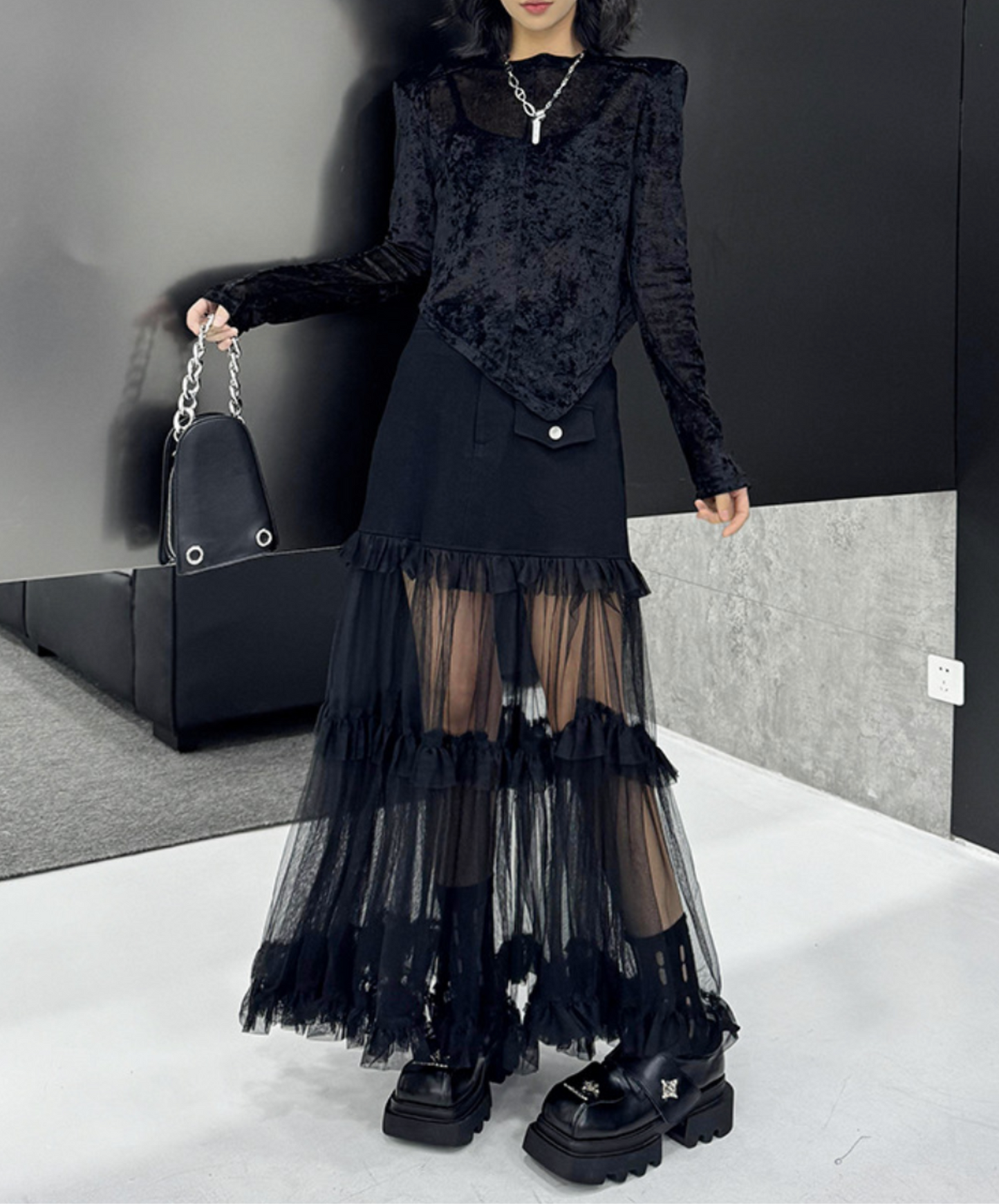 tulle tiered frills skirt EN2306