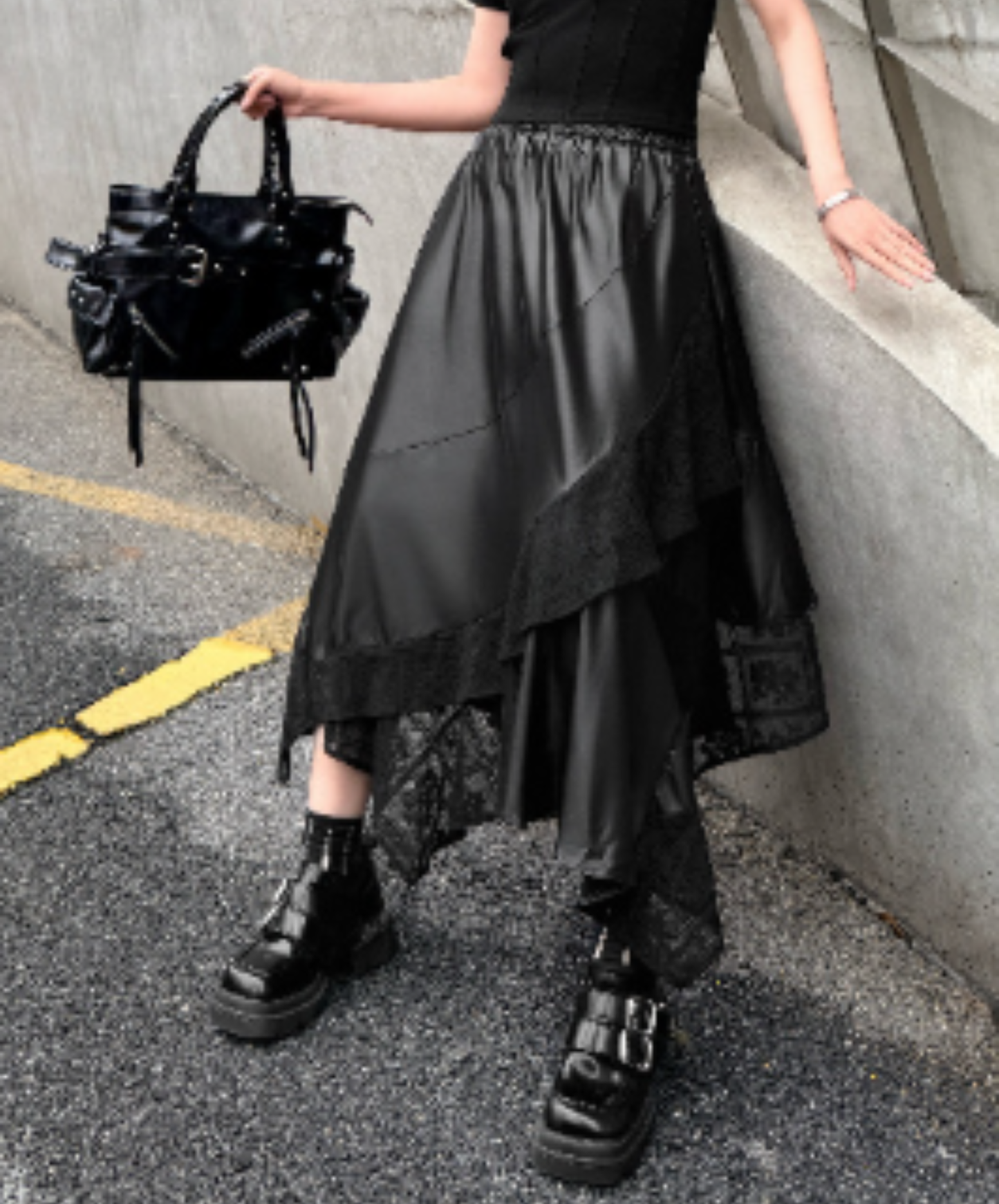 Irregular patchwork midi skirt EN2954