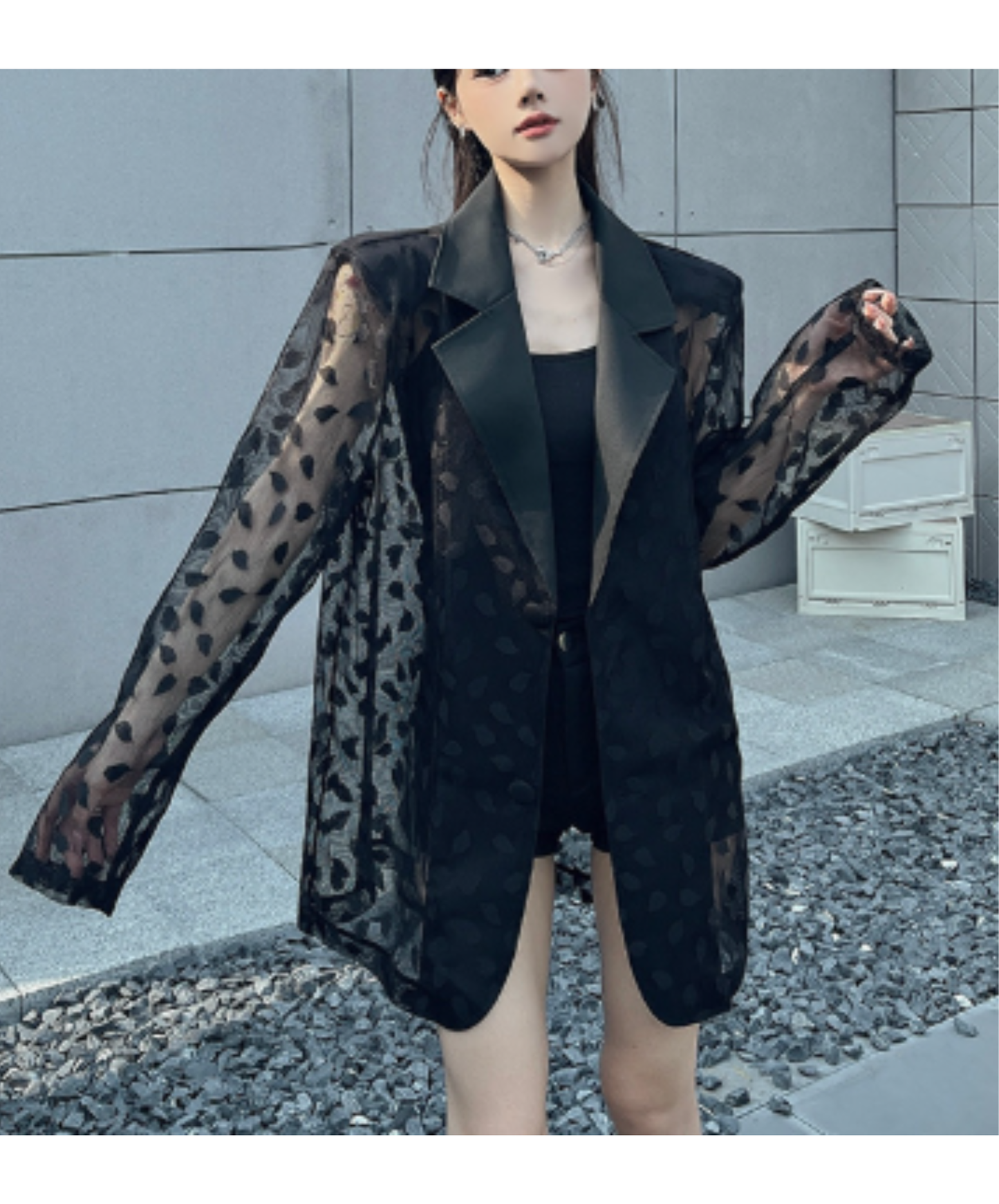 petal pattern mesh jacket EN2916