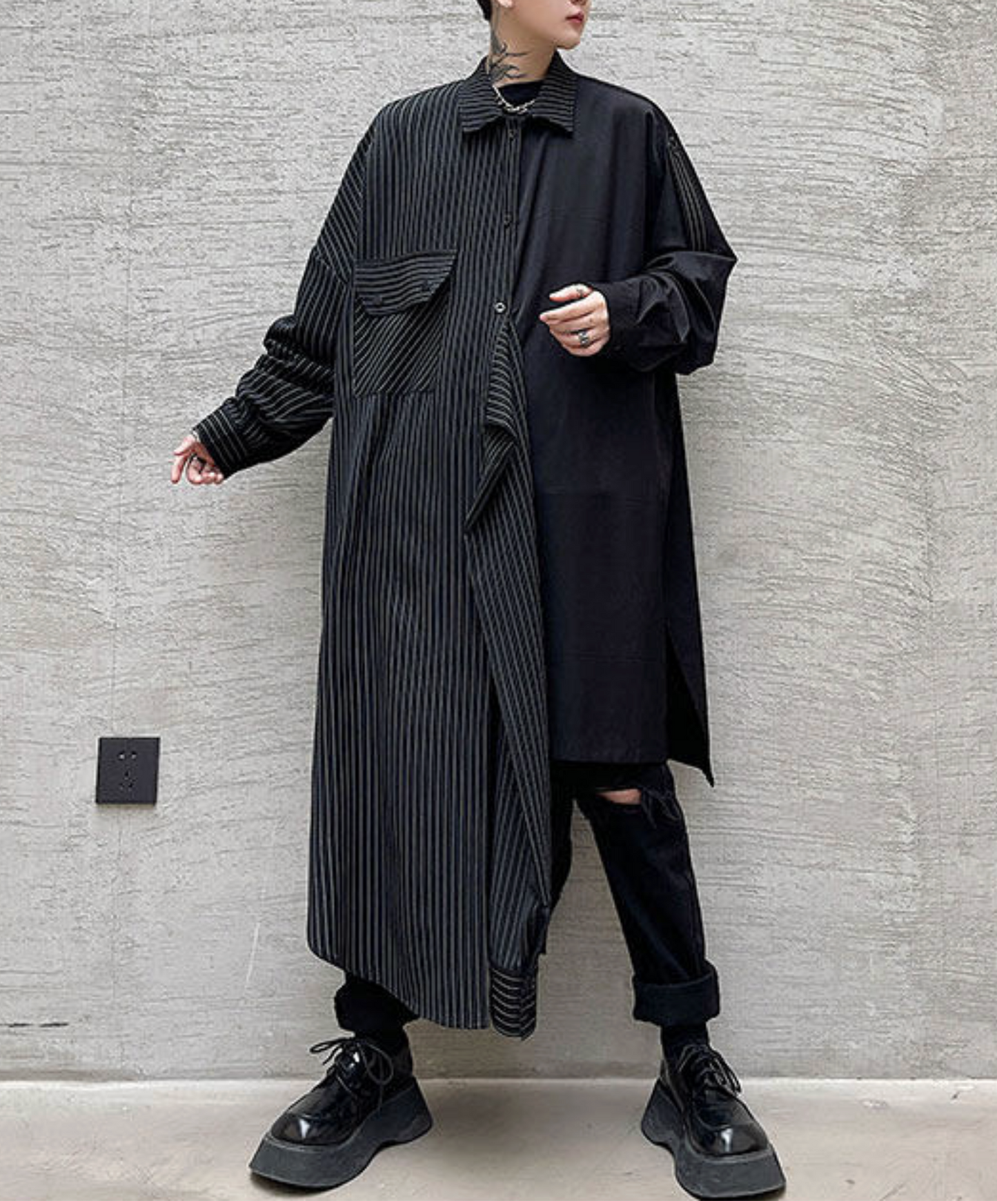 fake two-piece asymmetrical long shirt EN2762