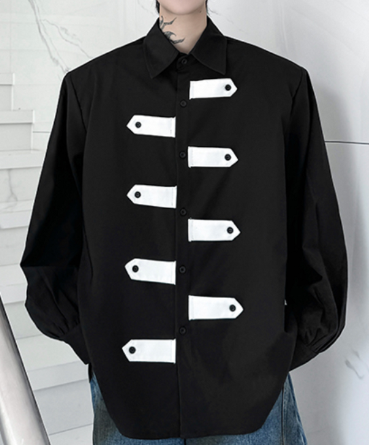 monotone tab design placket shirt EN1930