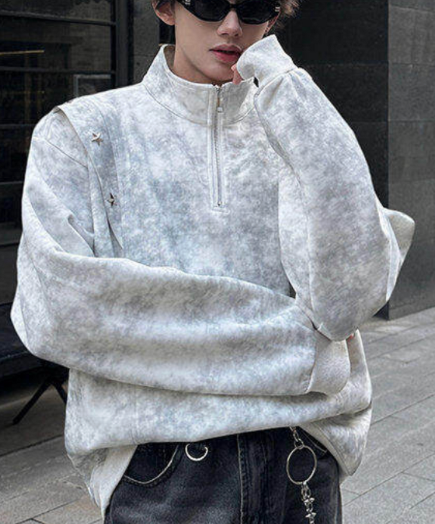 retro tie-dye half zip sweatshirt EN2653