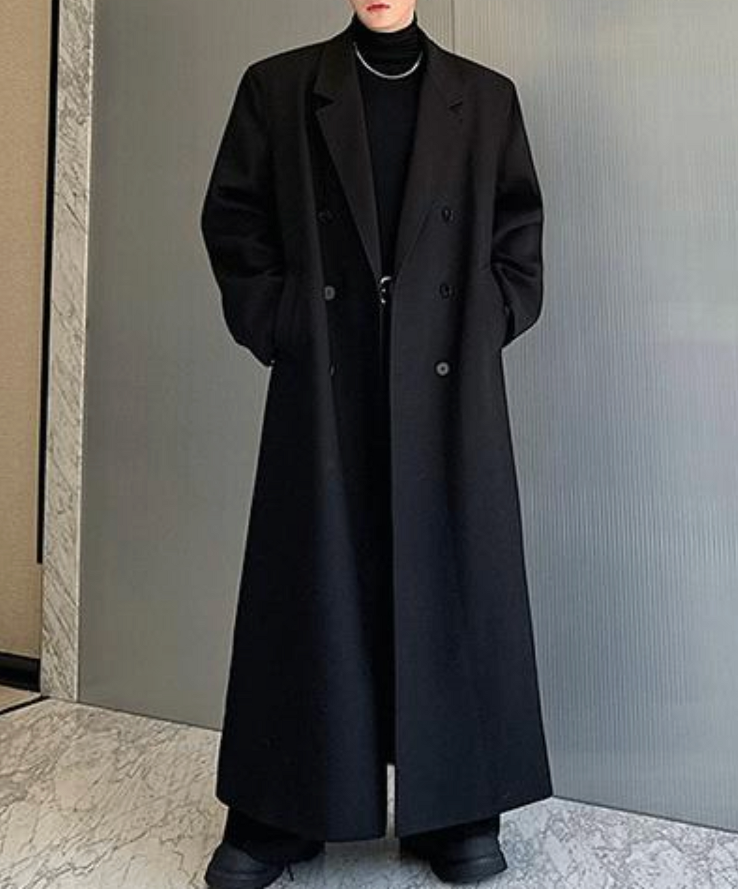 thick double-breasted long coat EN2509