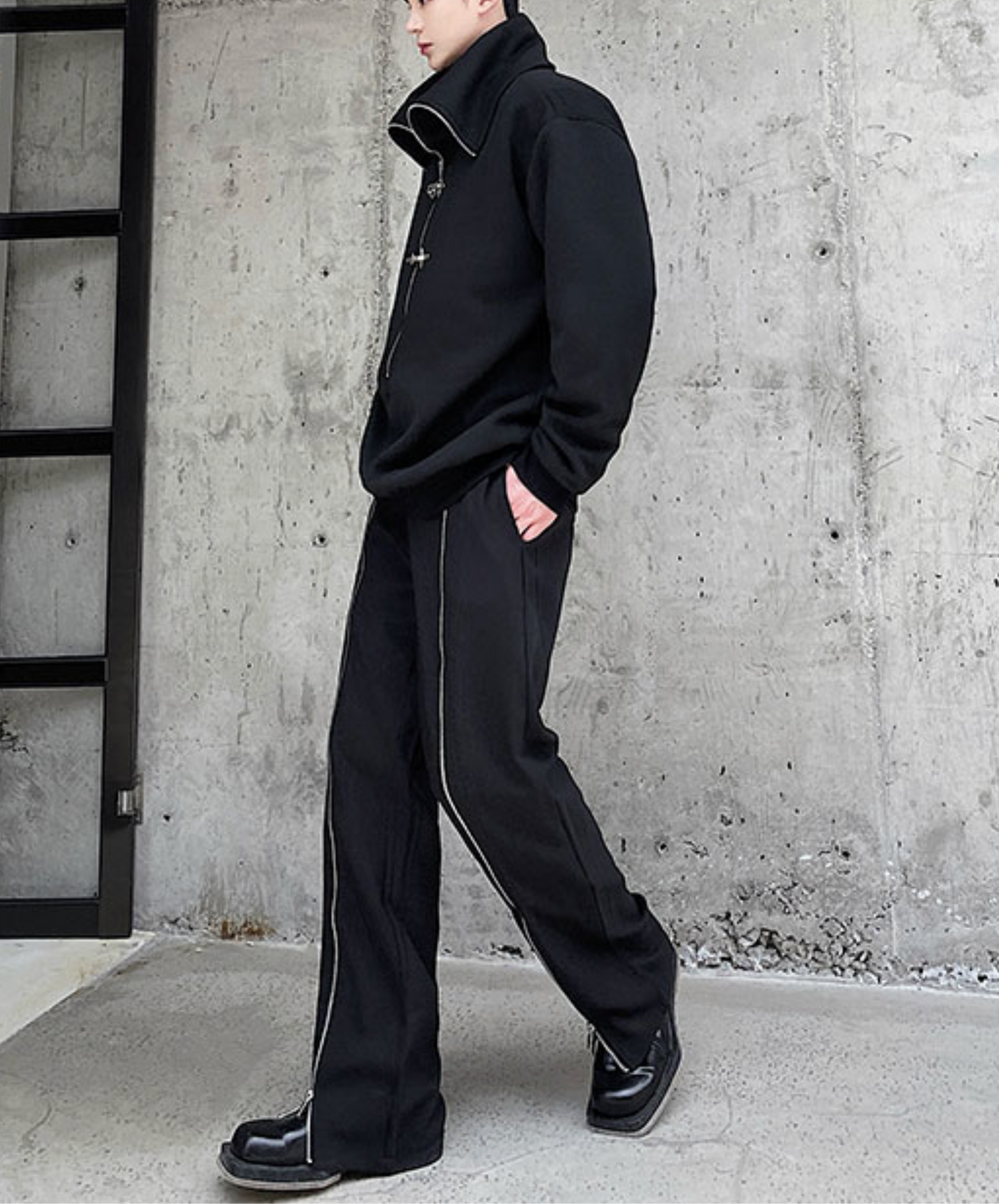 high neck airplane button zip sweatshirt EN2507