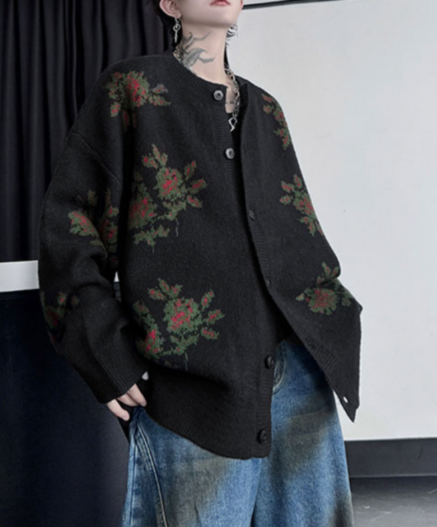 flower design cardigan EN1869