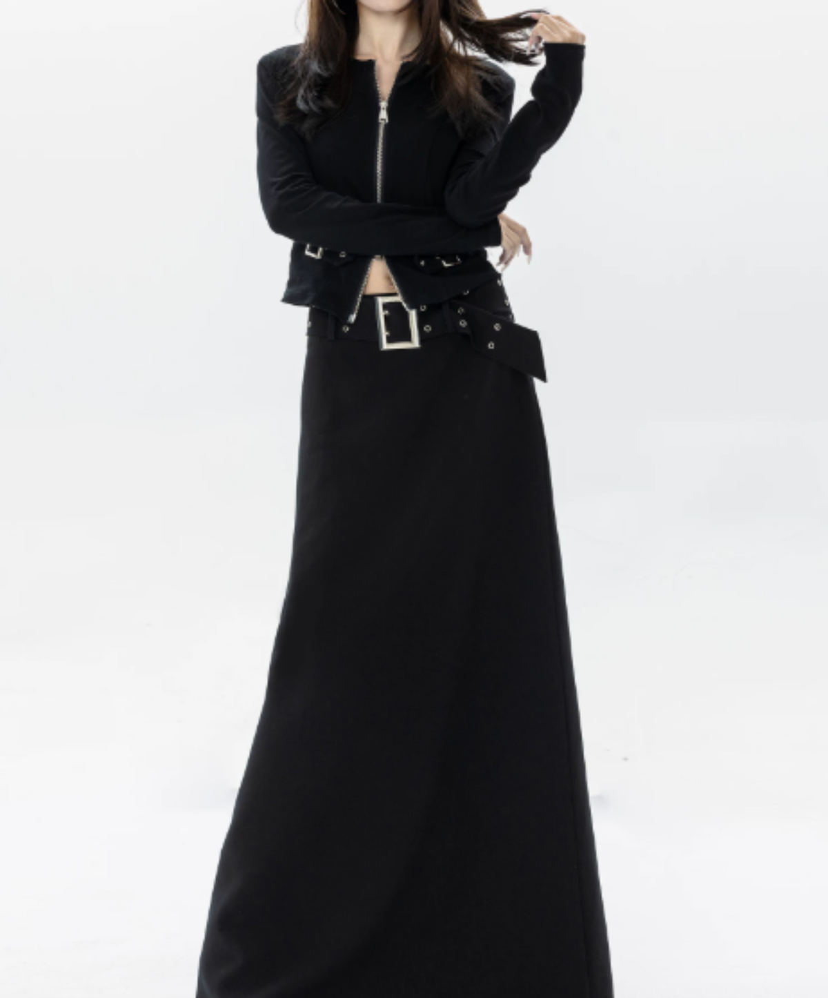 front-zip fitted style t-shirt EN3148