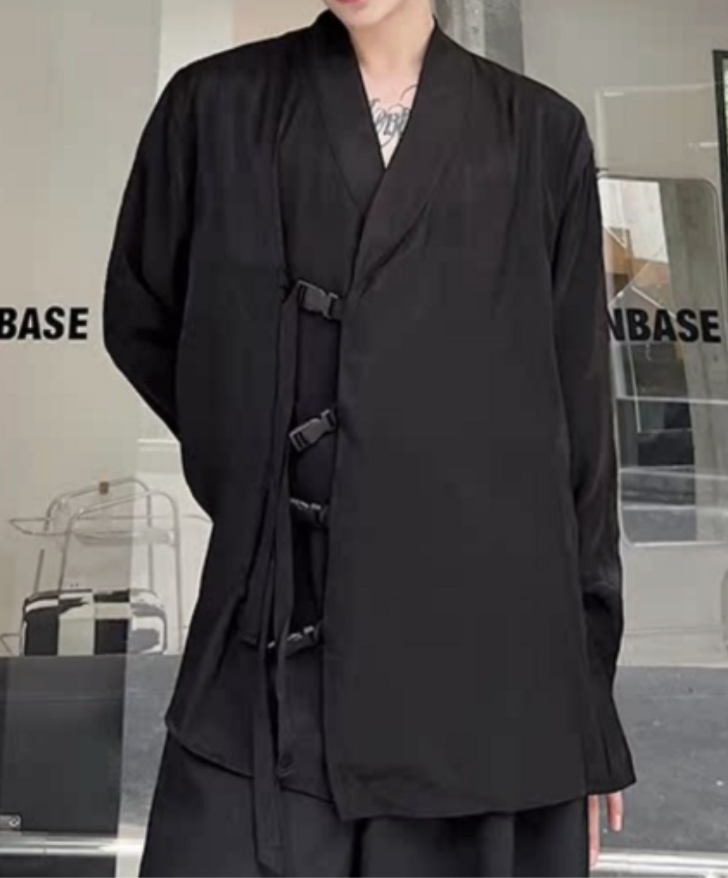 chinese style buckle belt shirt EN2429