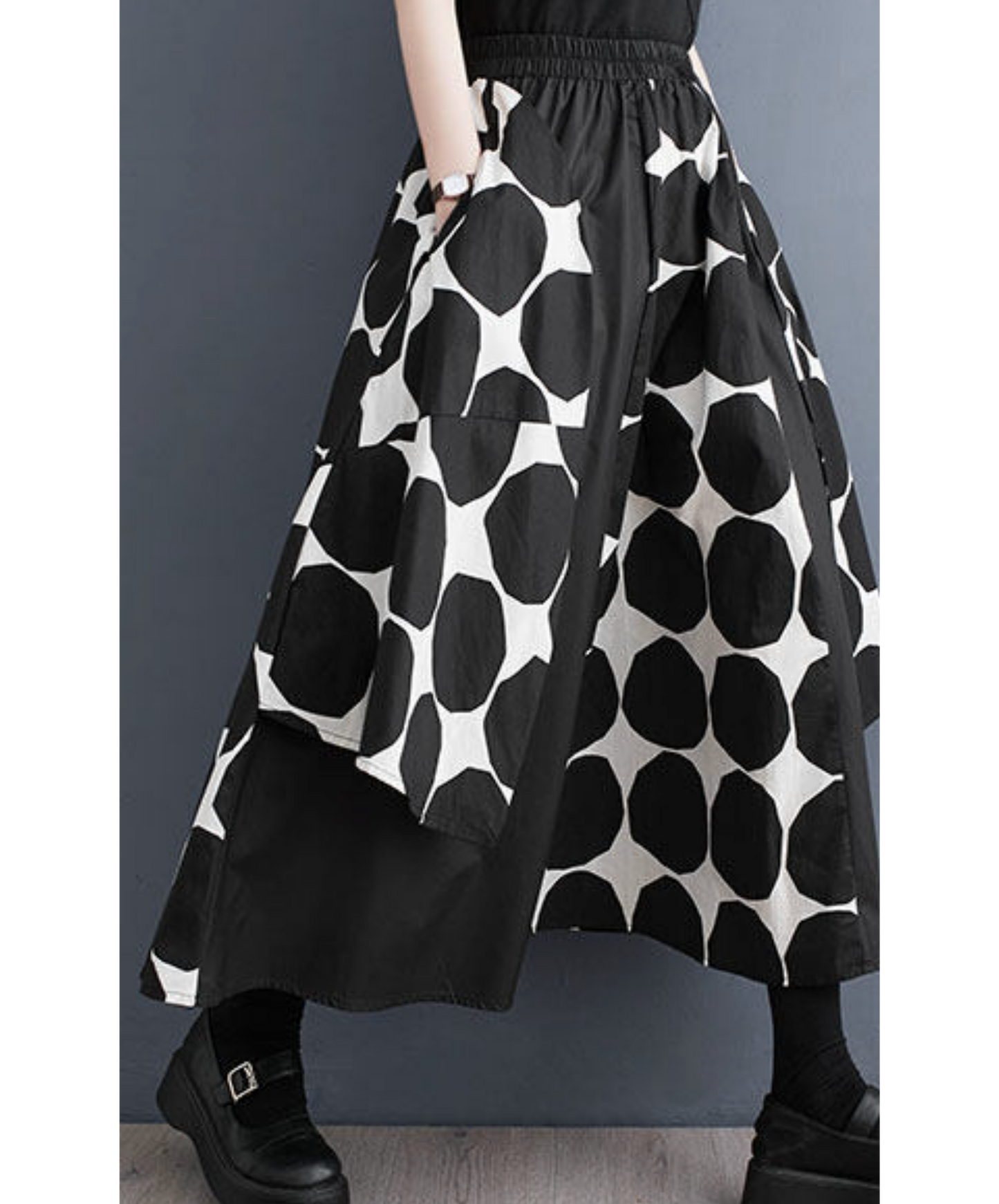large polka dot monochrome wide pants EN2771