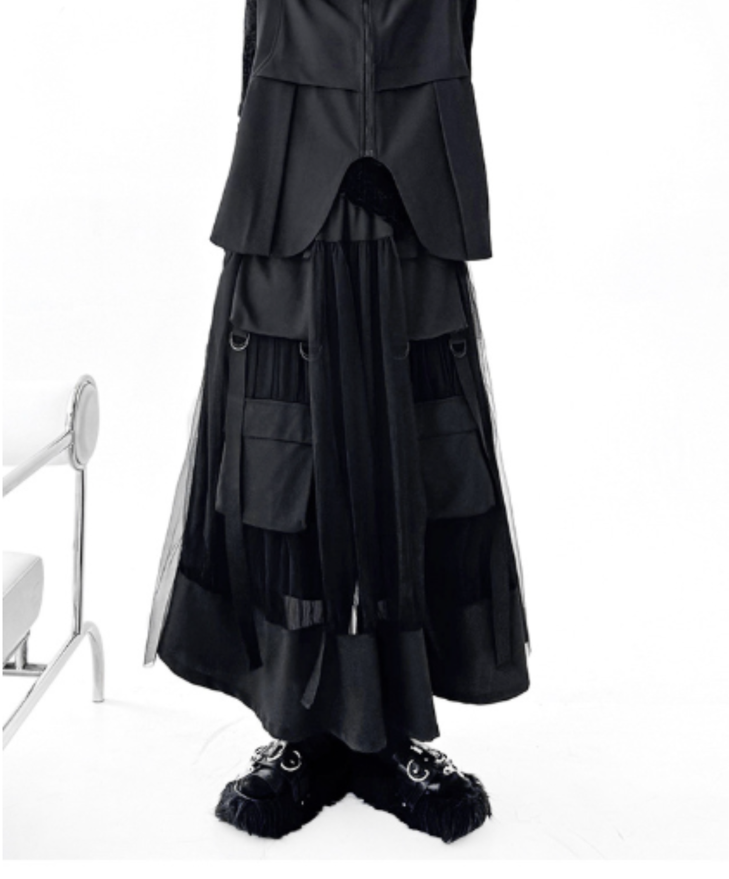 layered mesh patchwork skirt EN3104