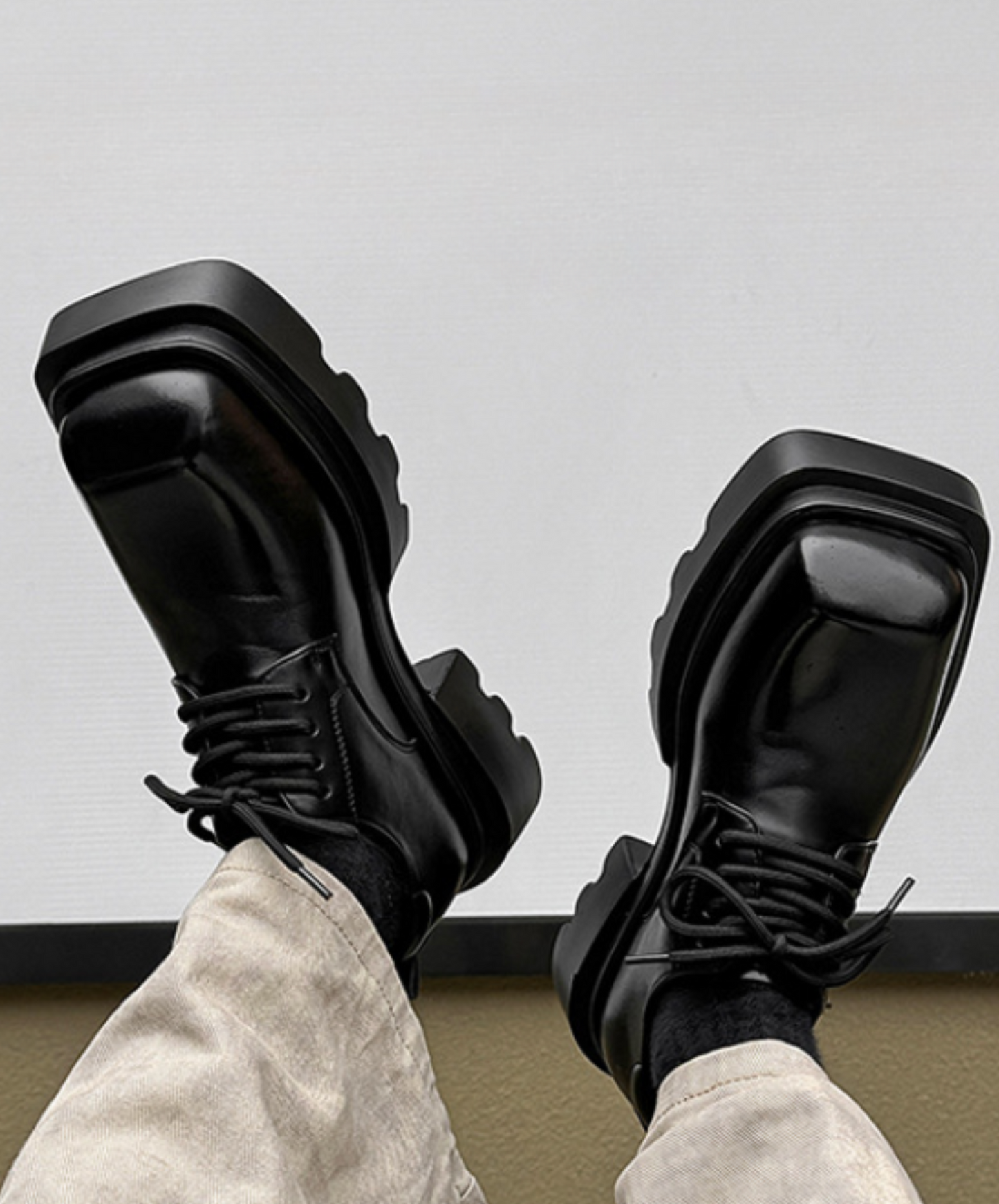 lace-up square toe shoes EN2378