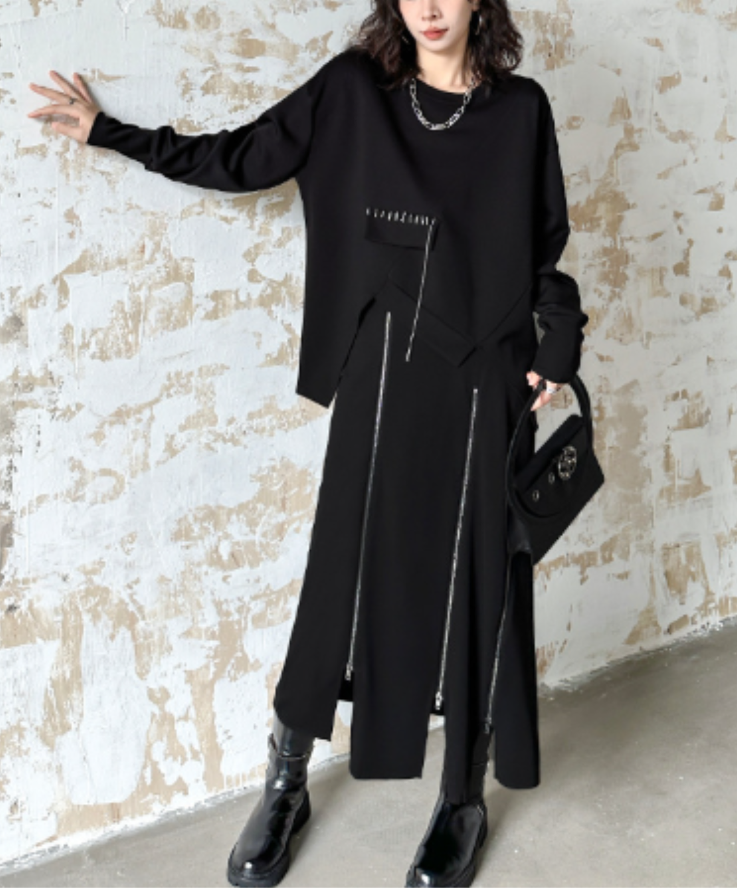iIrregular seam line design sweatshirt EN3134