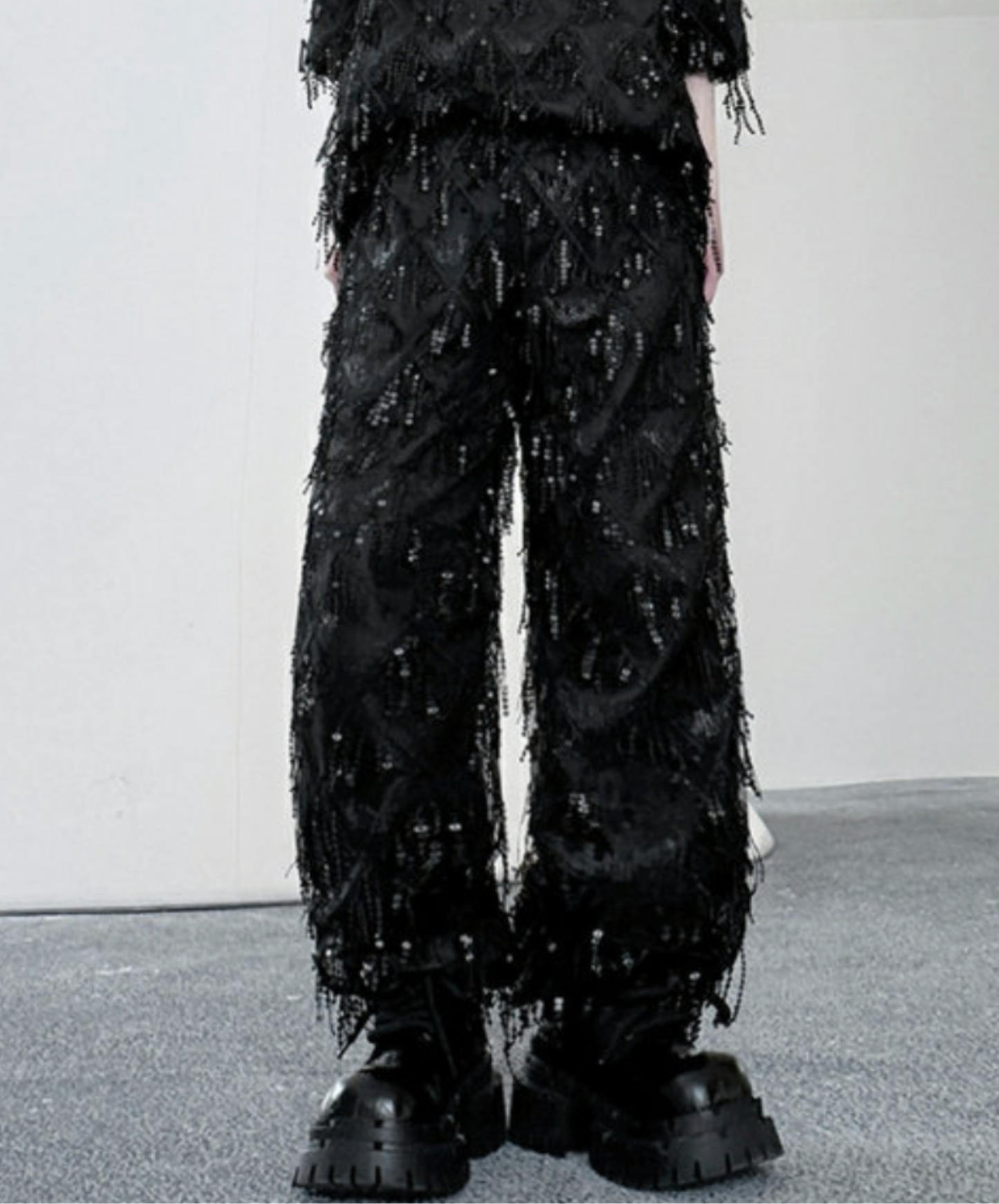 sequin tassel diamond wide pants EN2654