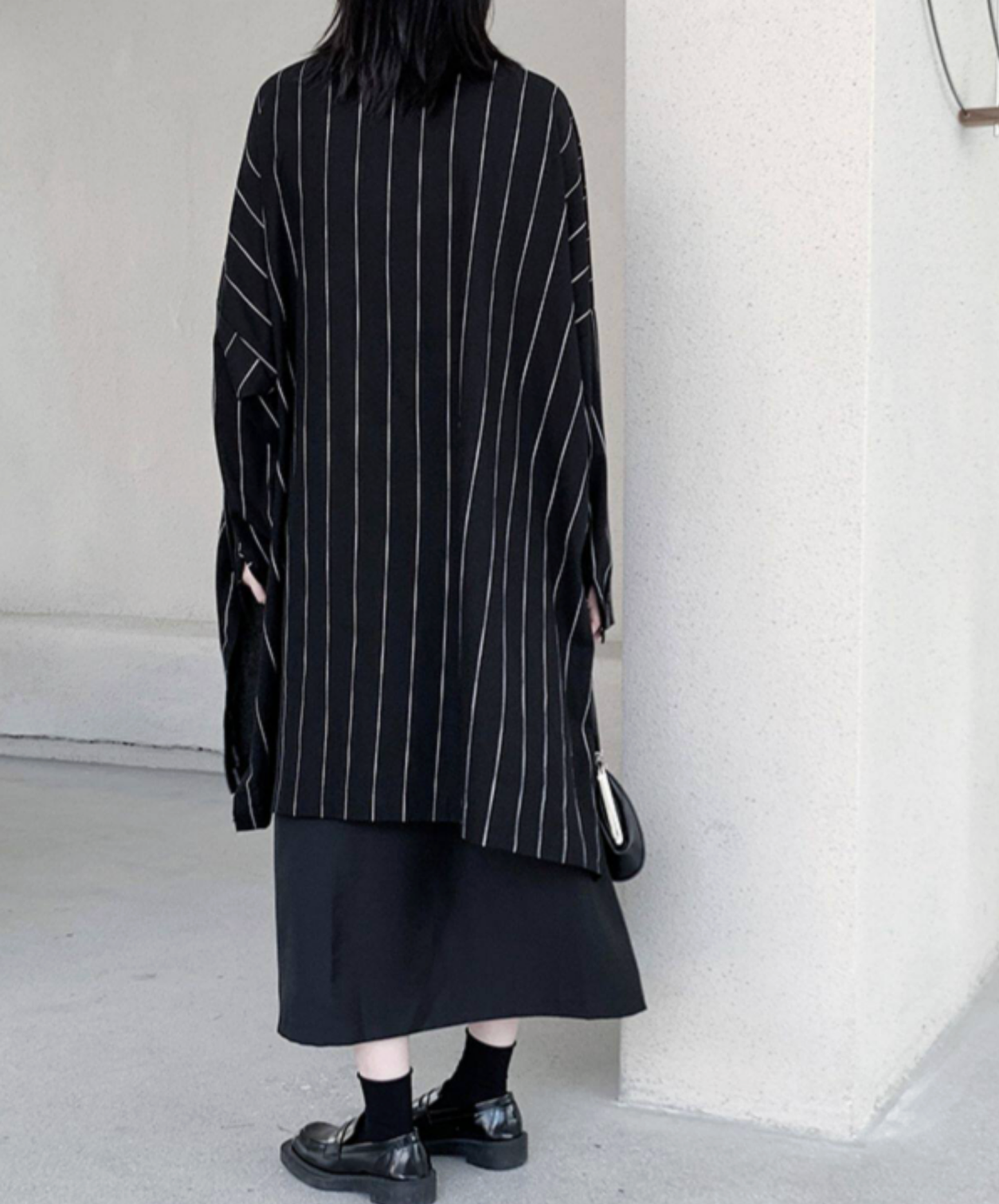 dark big silhouette stripe long shirt EN2777