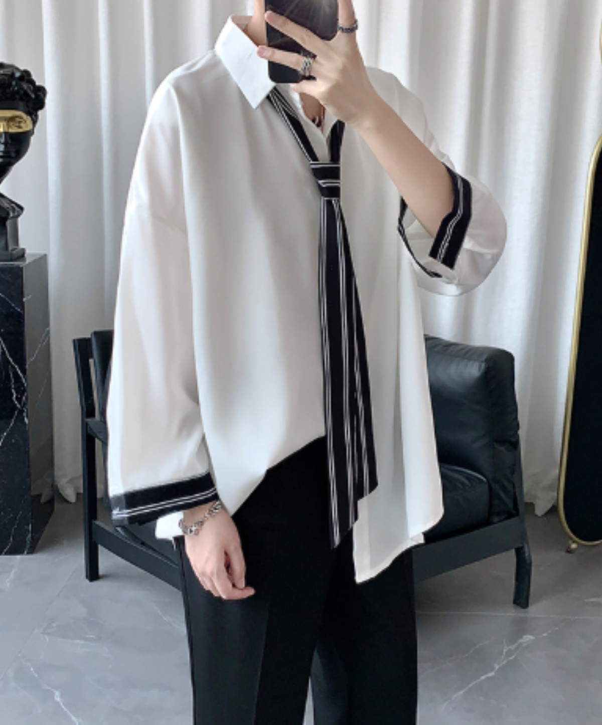 loose-fit design with striped paneling shirt EN3171