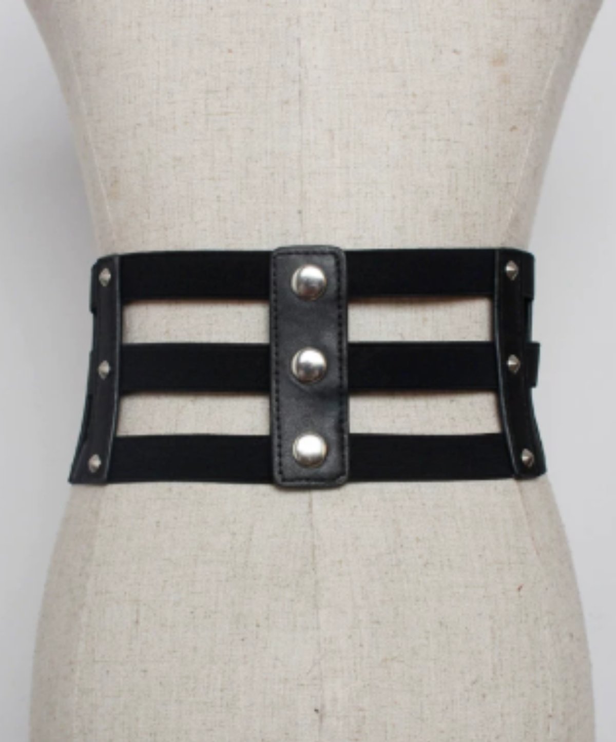 dark triple-buckle wide corset belt EN3216