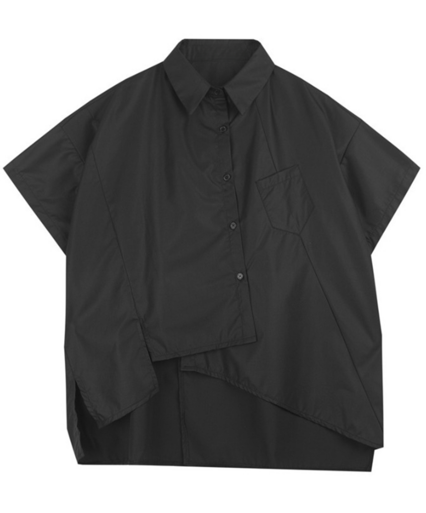 dark asymmetric diagonal button shirt EN1018