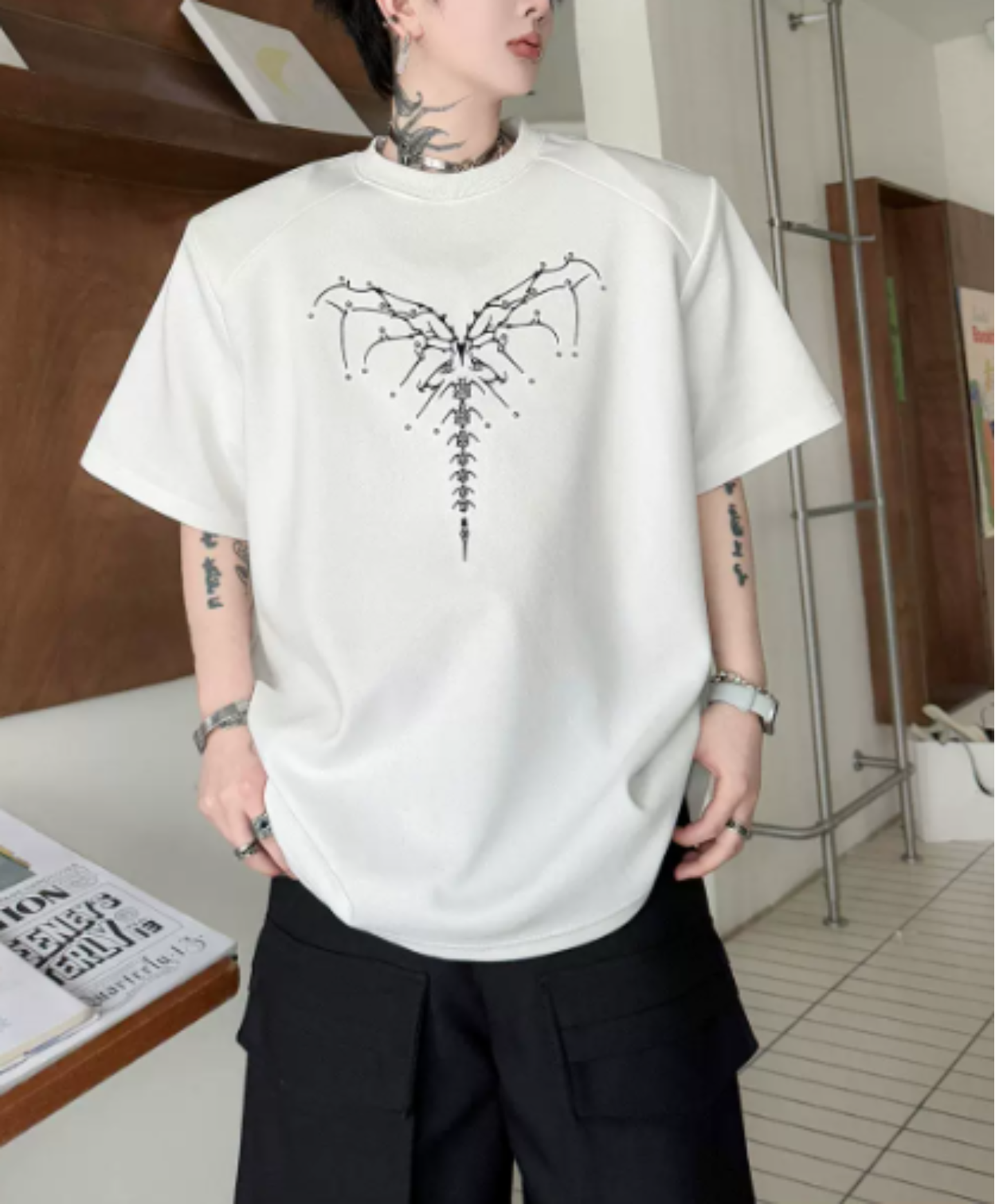 dark heart bead embroidery t-shirt EN2875