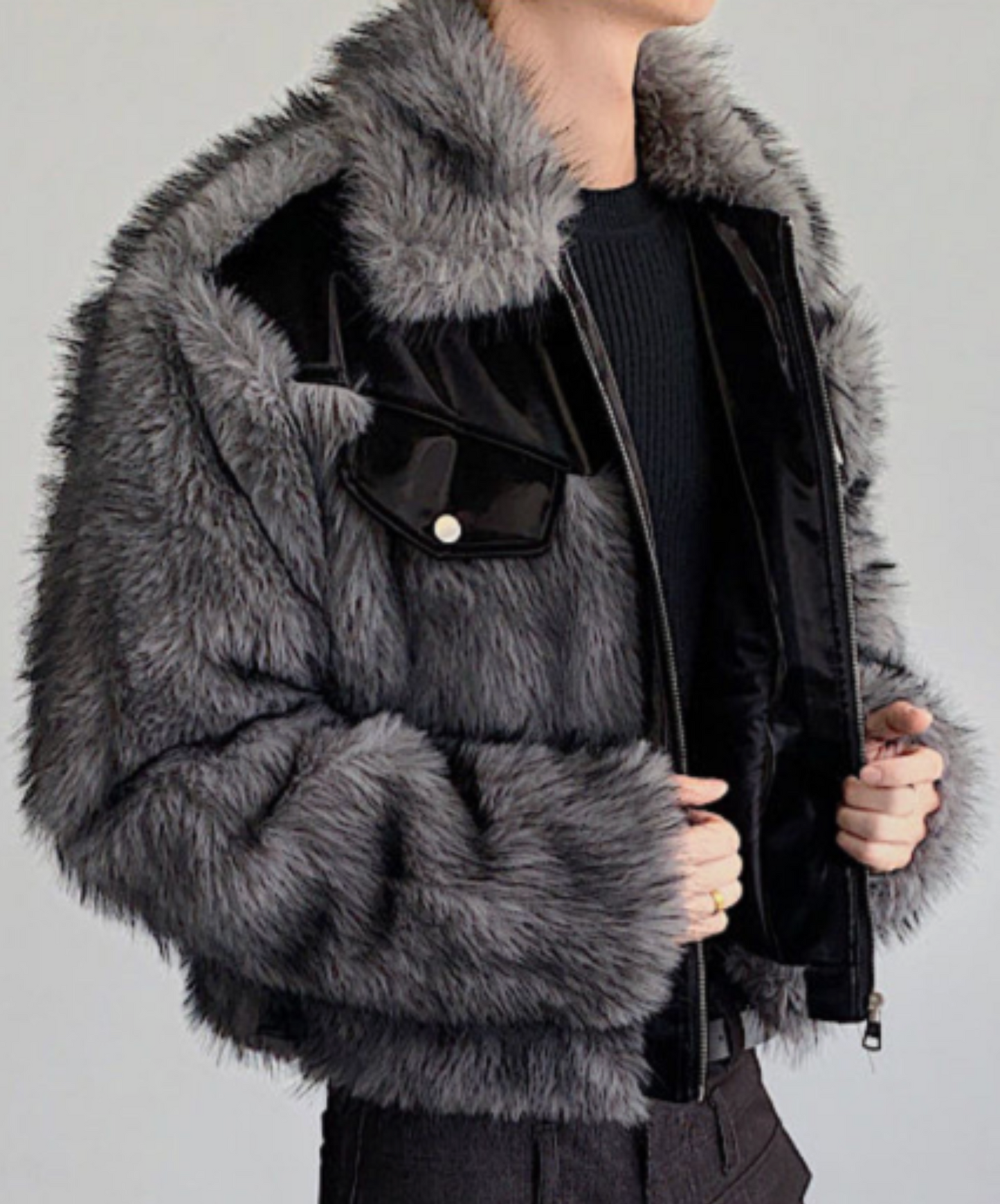 mink fur-like mixed material jacket EN2518