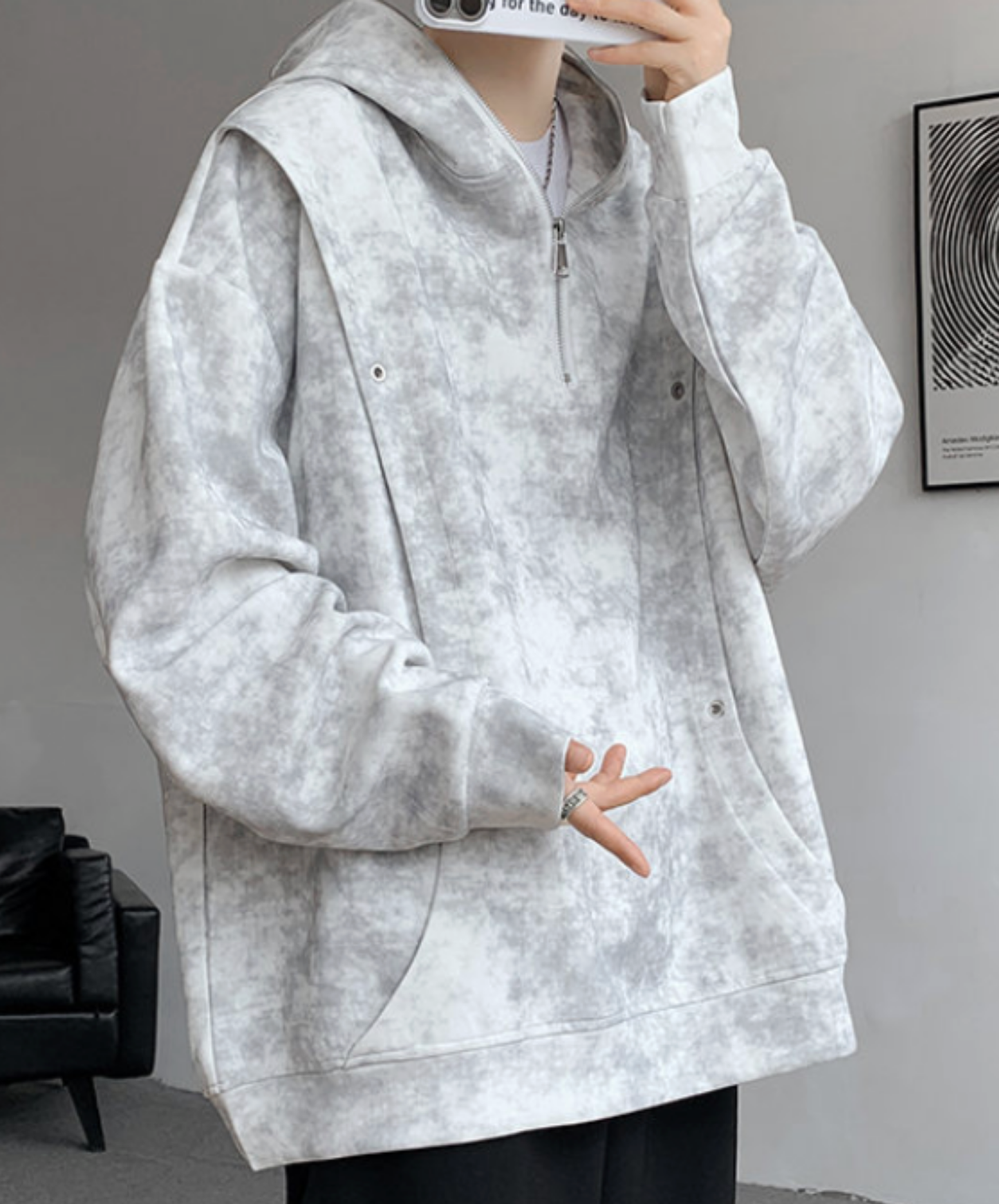 tie-dyed, thick and loose hoodie EN2744