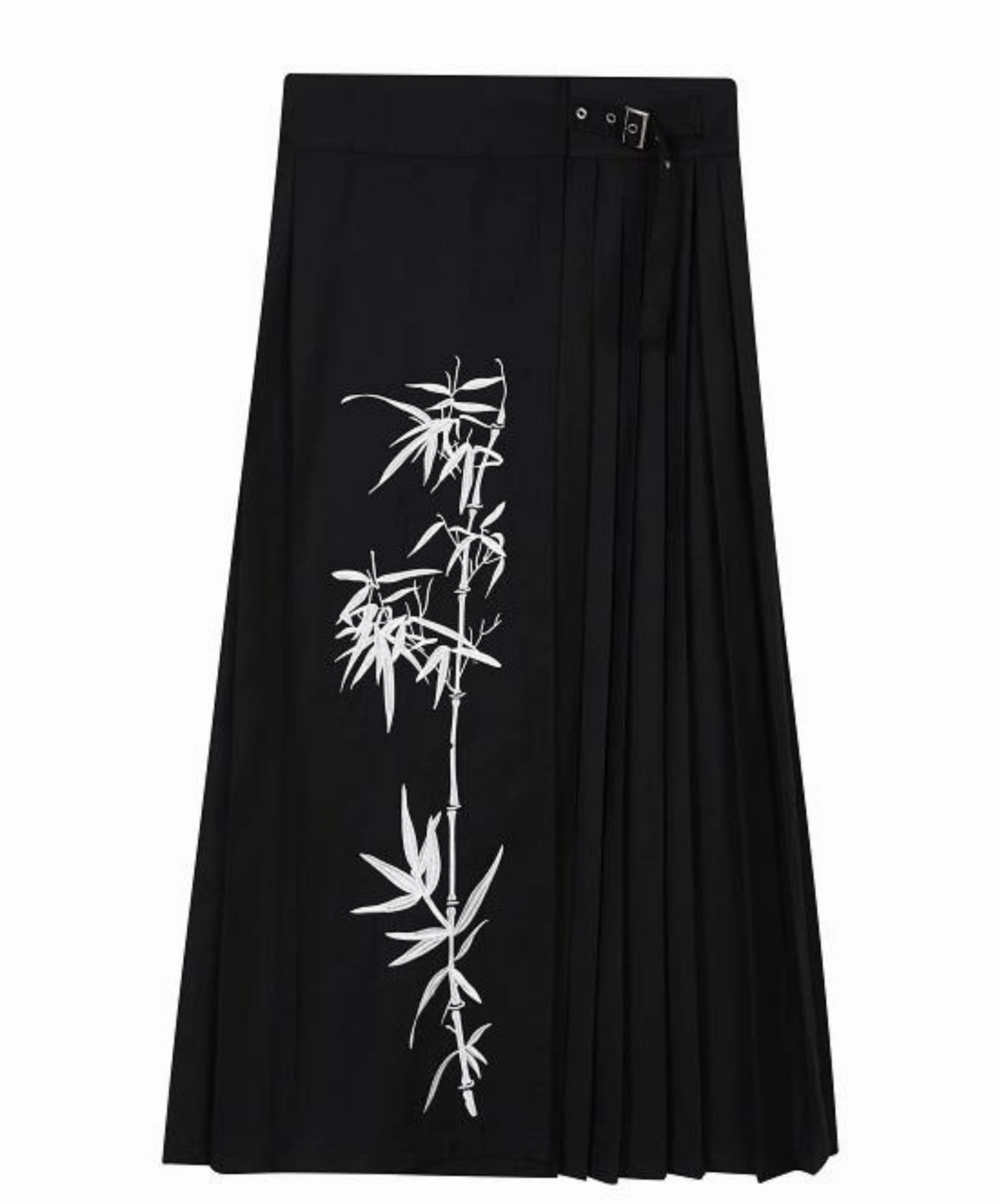 dark chinese bamboo design pleated skirt EN1132